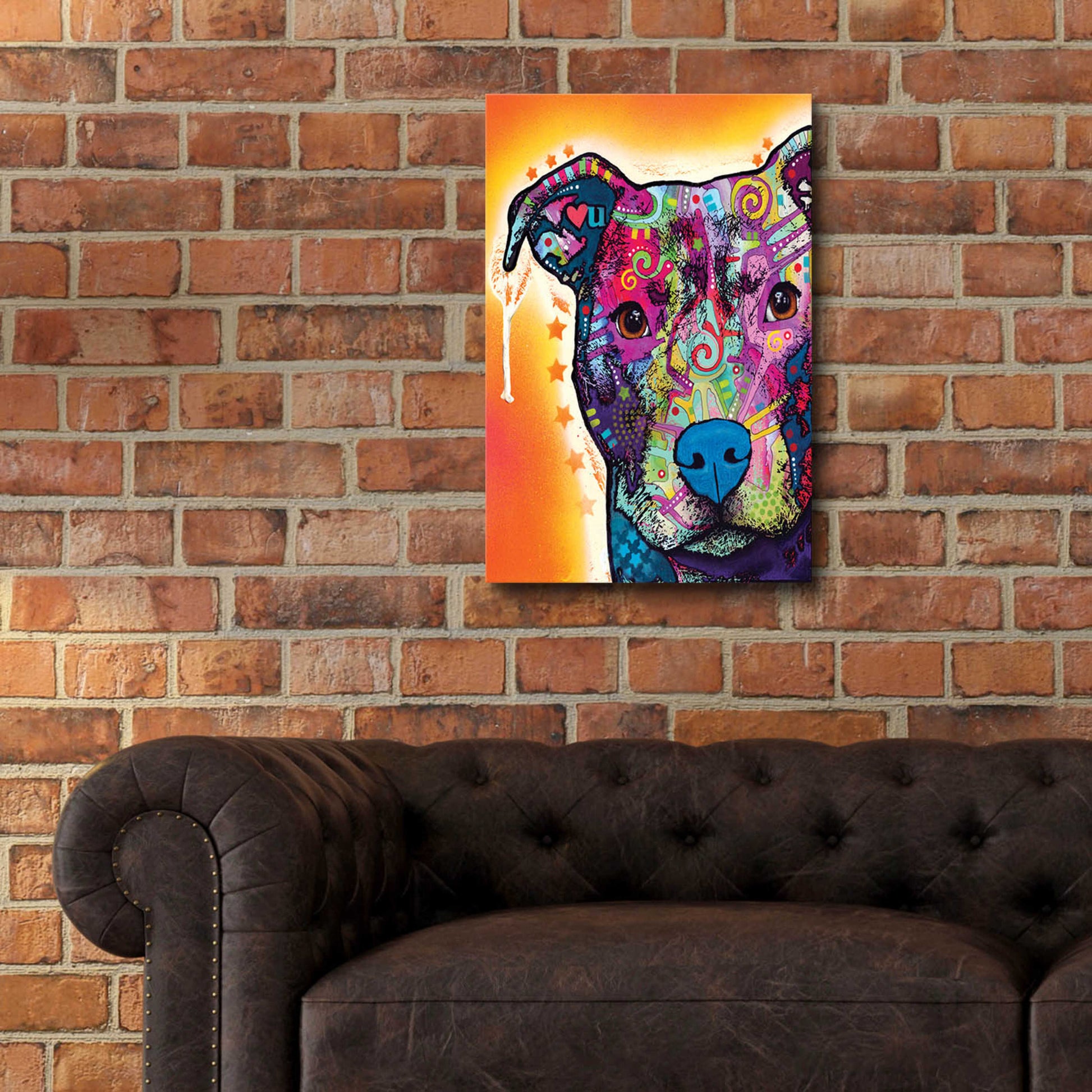 Epic Art 'Heart U Pit Bull' by Dean Russo, Acrylic Glass Wall Art,16x24