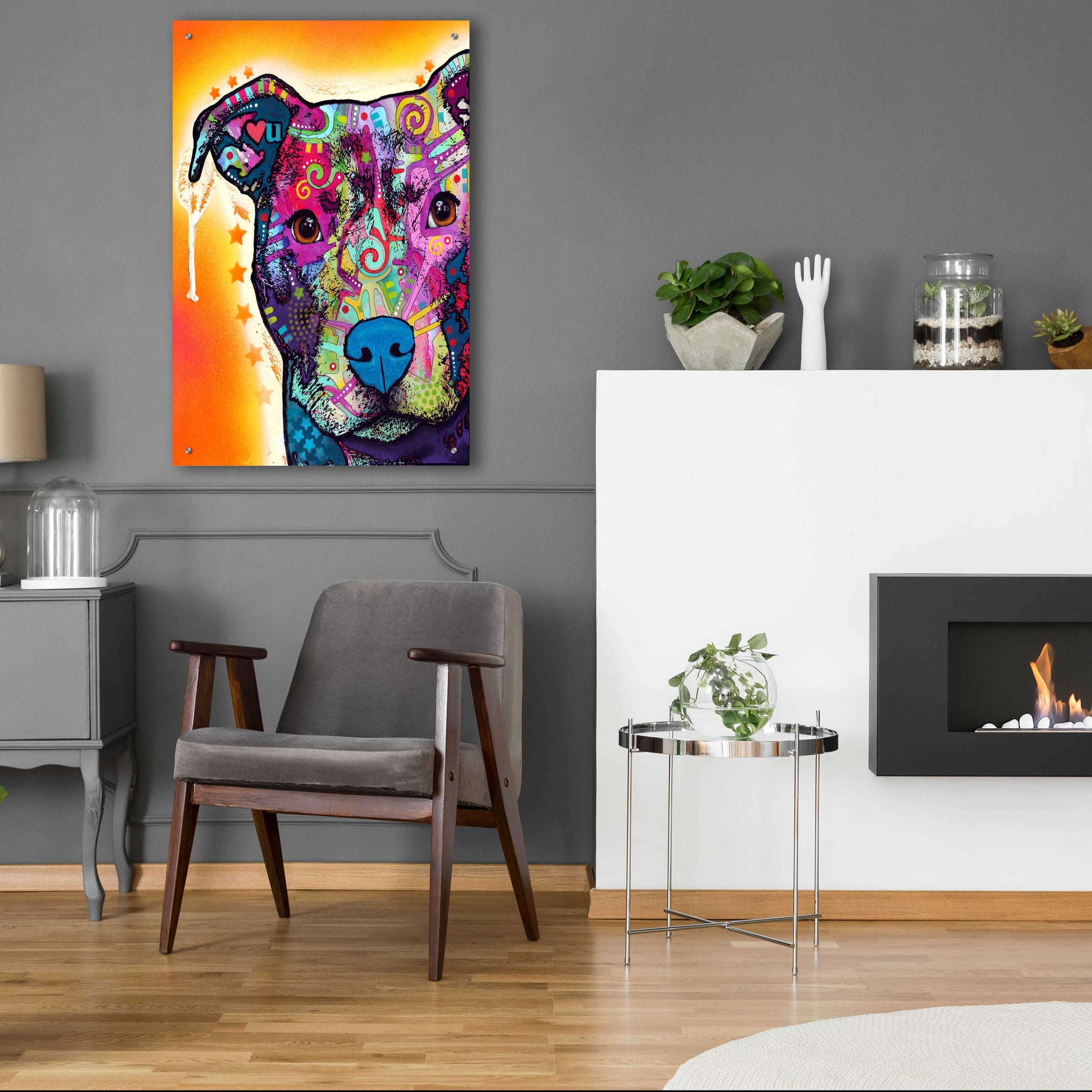 Epic Art 'Heart U Pit Bull' by Dean Russo, Acrylic Glass Wall Art,24x36