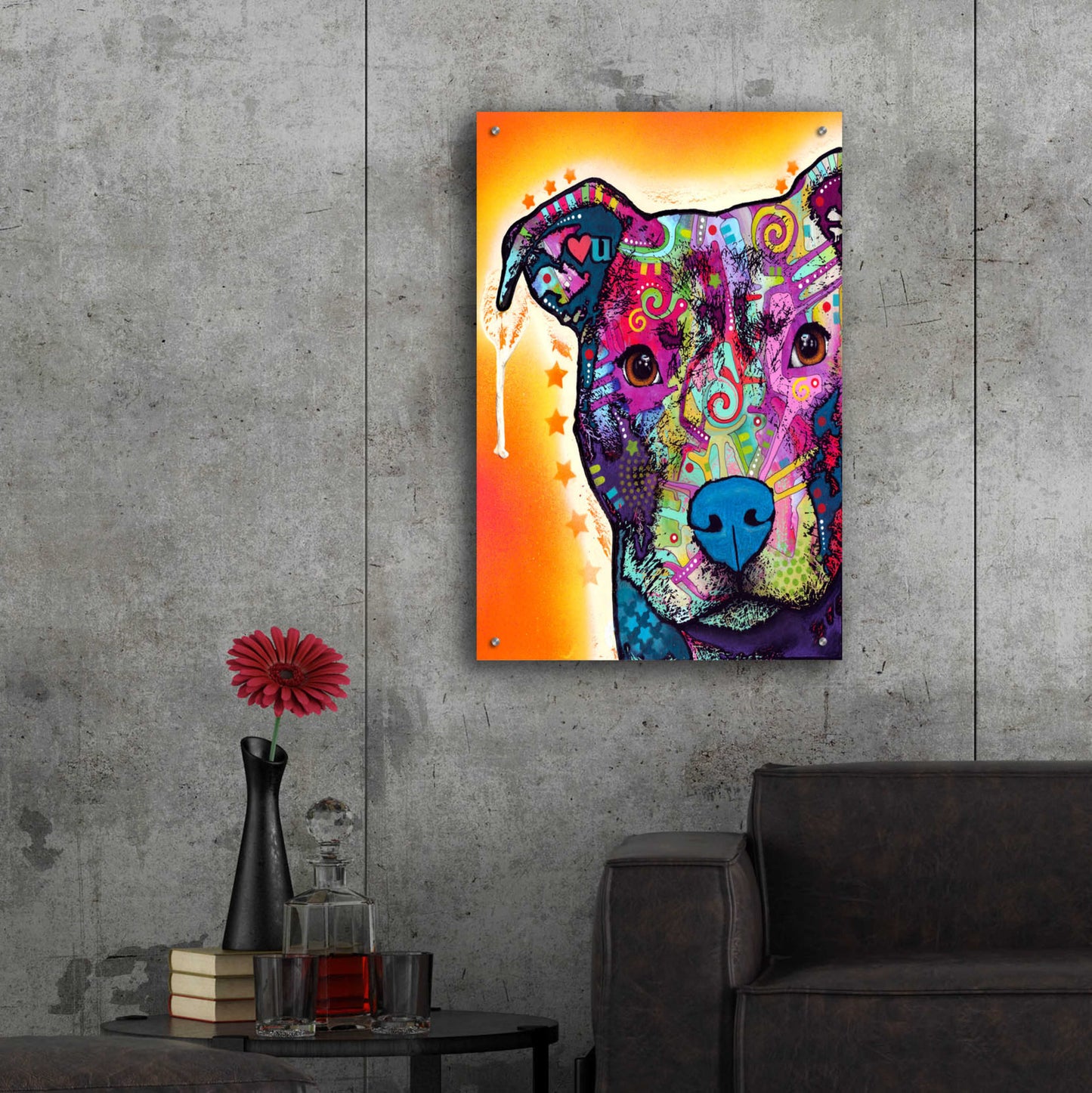 Epic Art 'Heart U Pit Bull' by Dean Russo, Acrylic Glass Wall Art,24x36