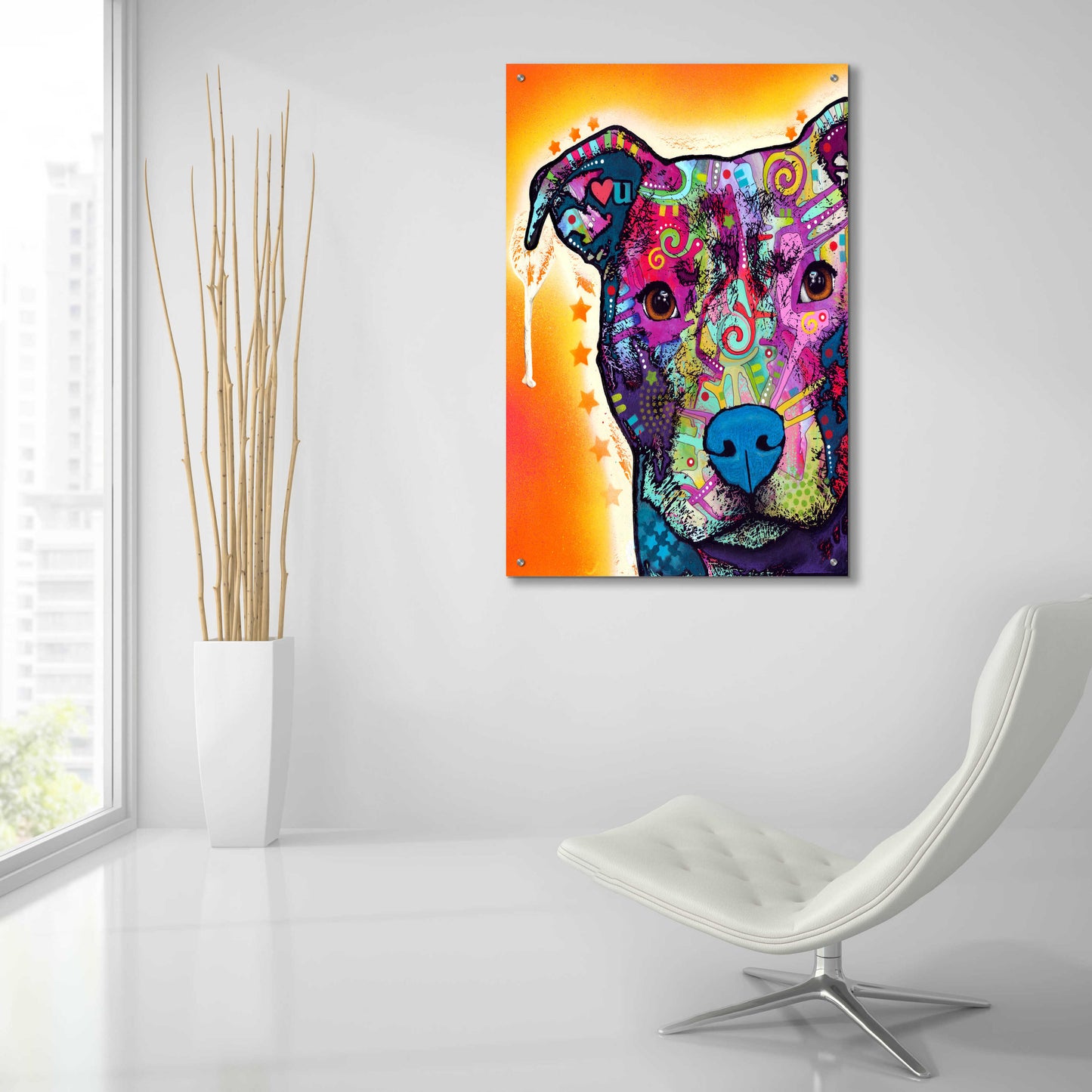 Epic Art 'Heart U Pit Bull' by Dean Russo, Acrylic Glass Wall Art,24x36