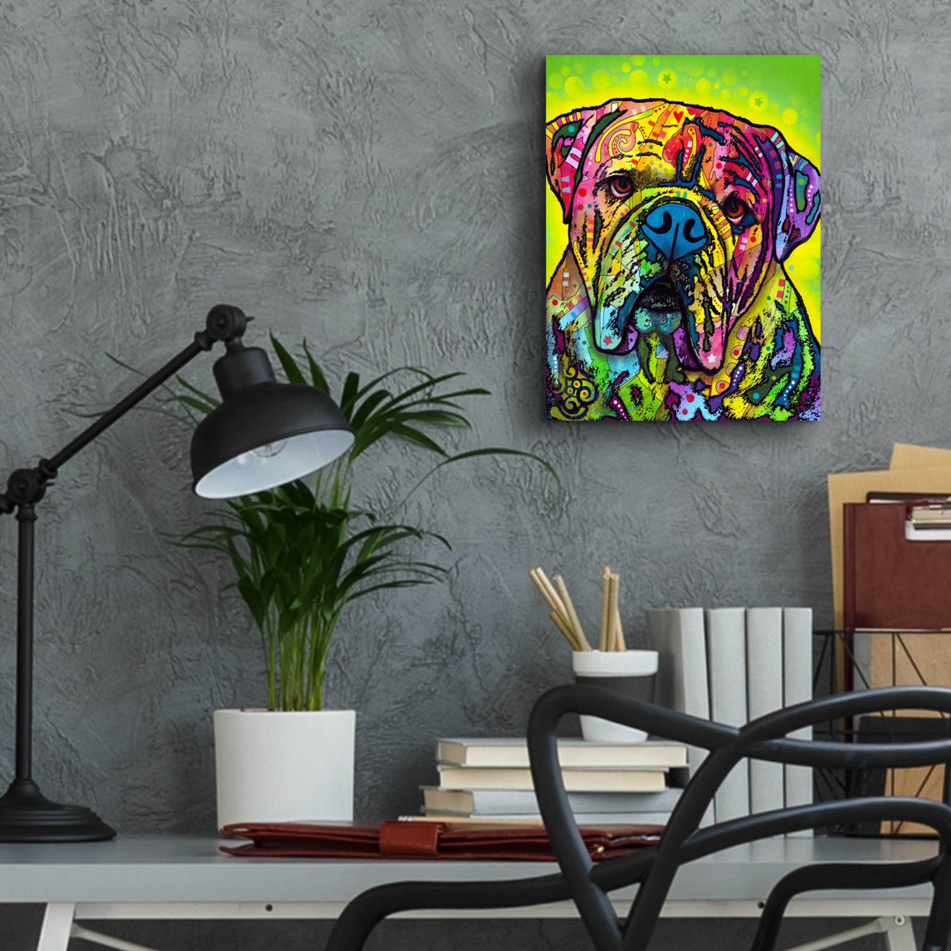 Epic Art 'Hey Bulldog' by Dean Russo, Acrylic Glass Wall Art,12x16