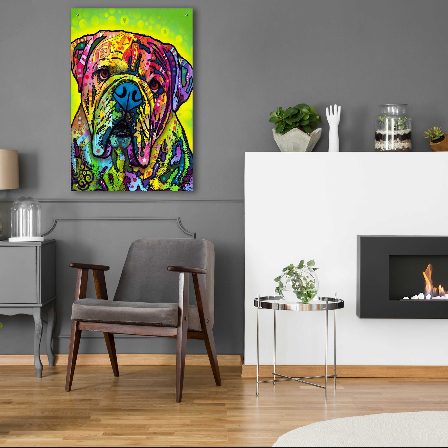 Epic Art 'Hey Bulldog' by Dean Russo, Acrylic Glass Wall Art,24x36