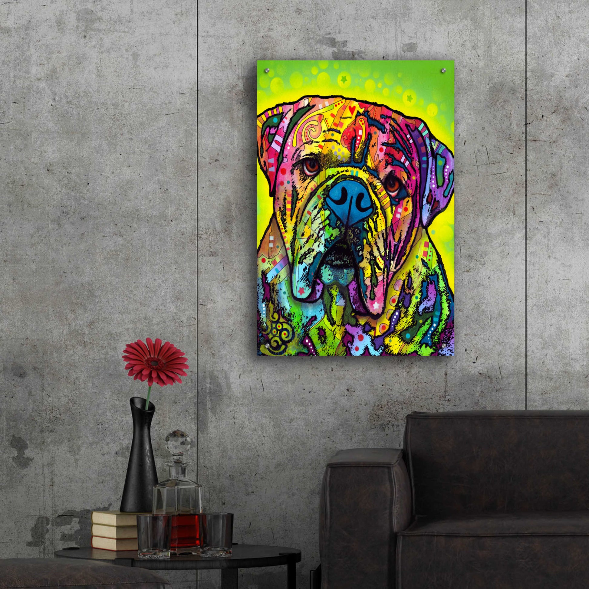 Epic Art 'Hey Bulldog' by Dean Russo, Acrylic Glass Wall Art,24x36