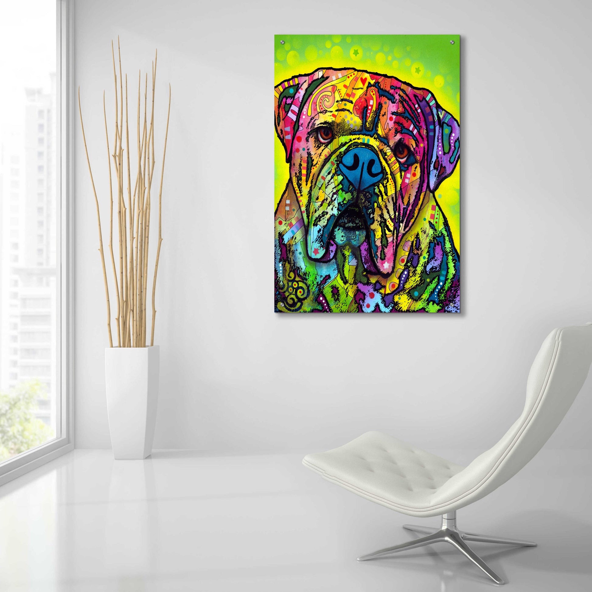 Epic Art 'Hey Bulldog' by Dean Russo, Acrylic Glass Wall Art,24x36