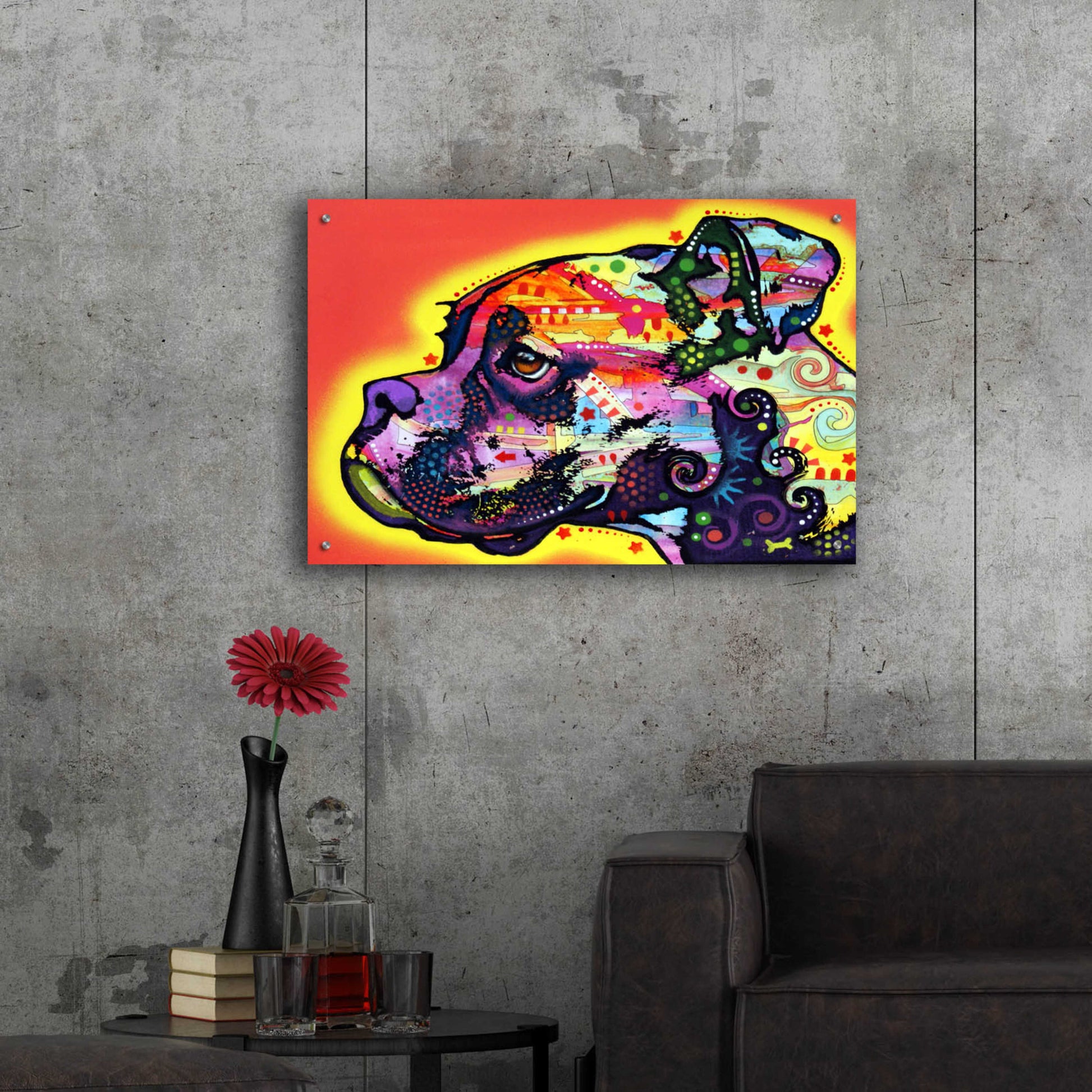 Epic Art 'Profile Boxer' by Dean Russo, Acrylic Glass Wall Art,36x24