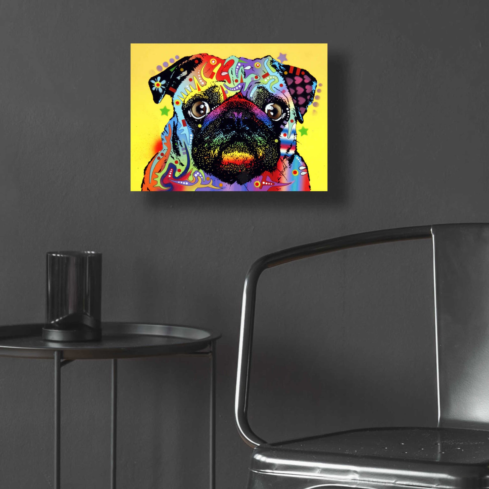 Epic Art 'Pug 1' by Dean Russo, Acrylic Glass Wall Art,16x12