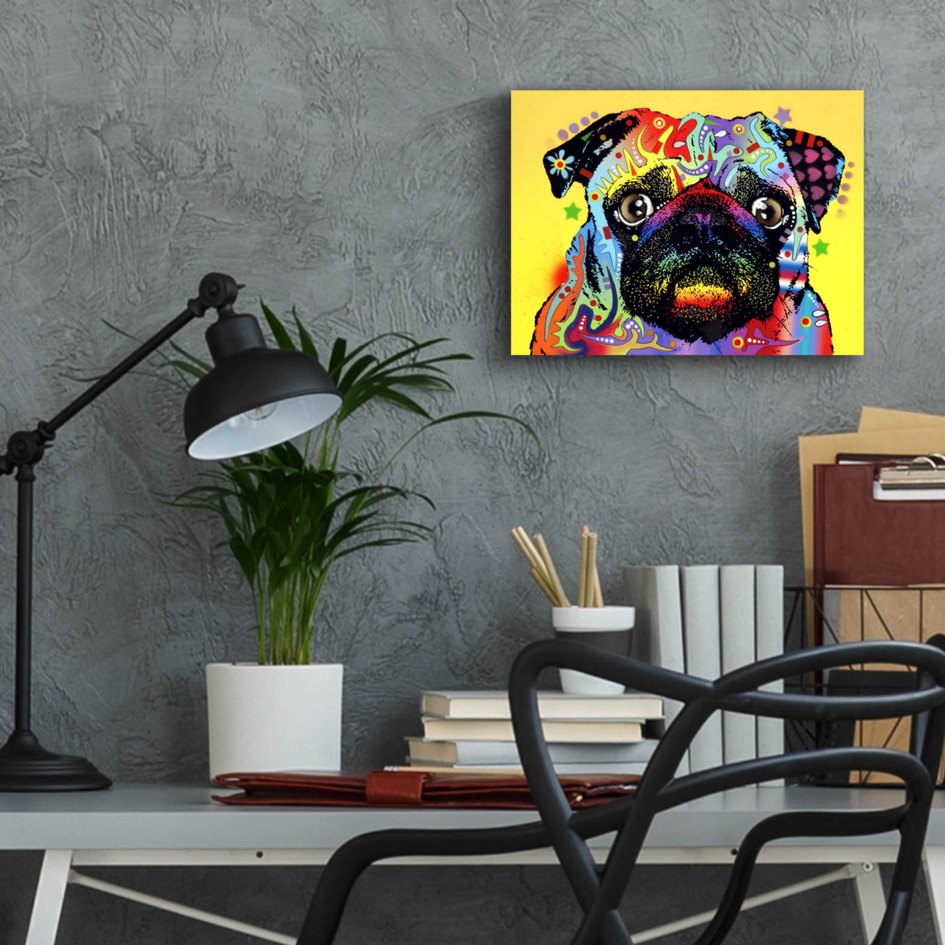 Epic Art 'Pug 1' by Dean Russo, Acrylic Glass Wall Art,16x12