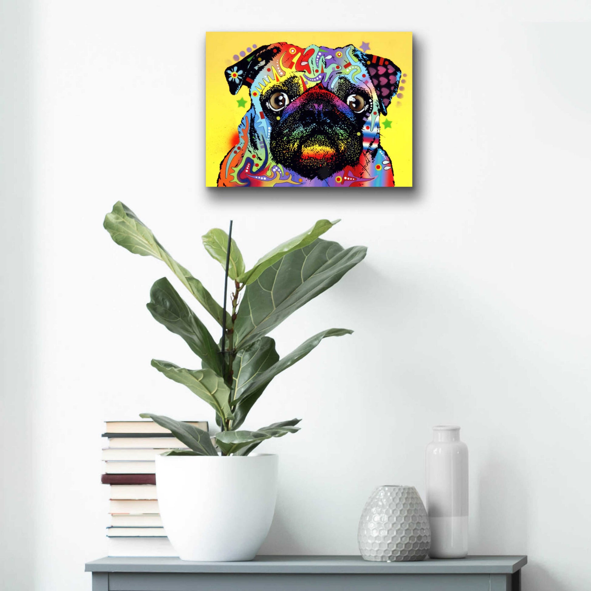 Epic Art 'Pug 1' by Dean Russo, Acrylic Glass Wall Art,16x12