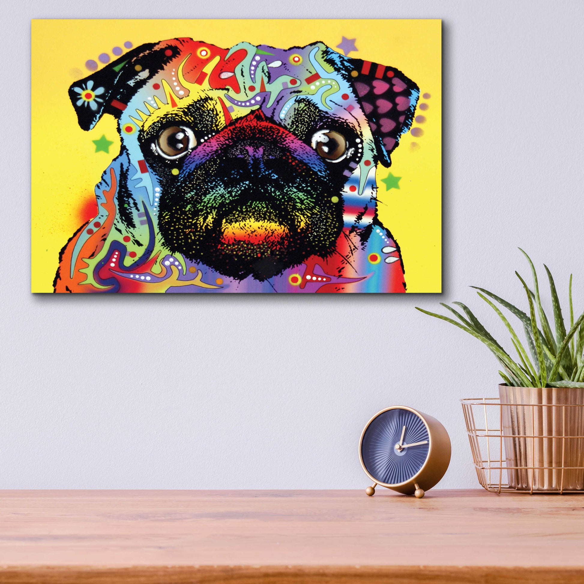 Epic Art 'Pug 1' by Dean Russo, Acrylic Glass Wall Art,16x12