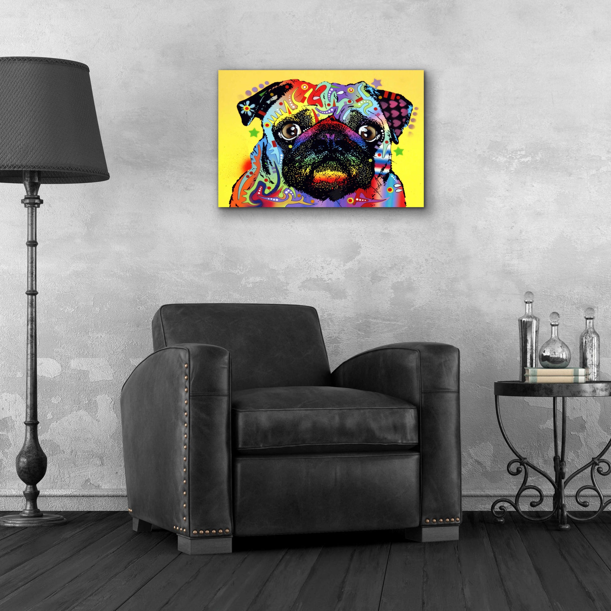 Epic Art 'Pug 1' by Dean Russo, Acrylic Glass Wall Art,24x16