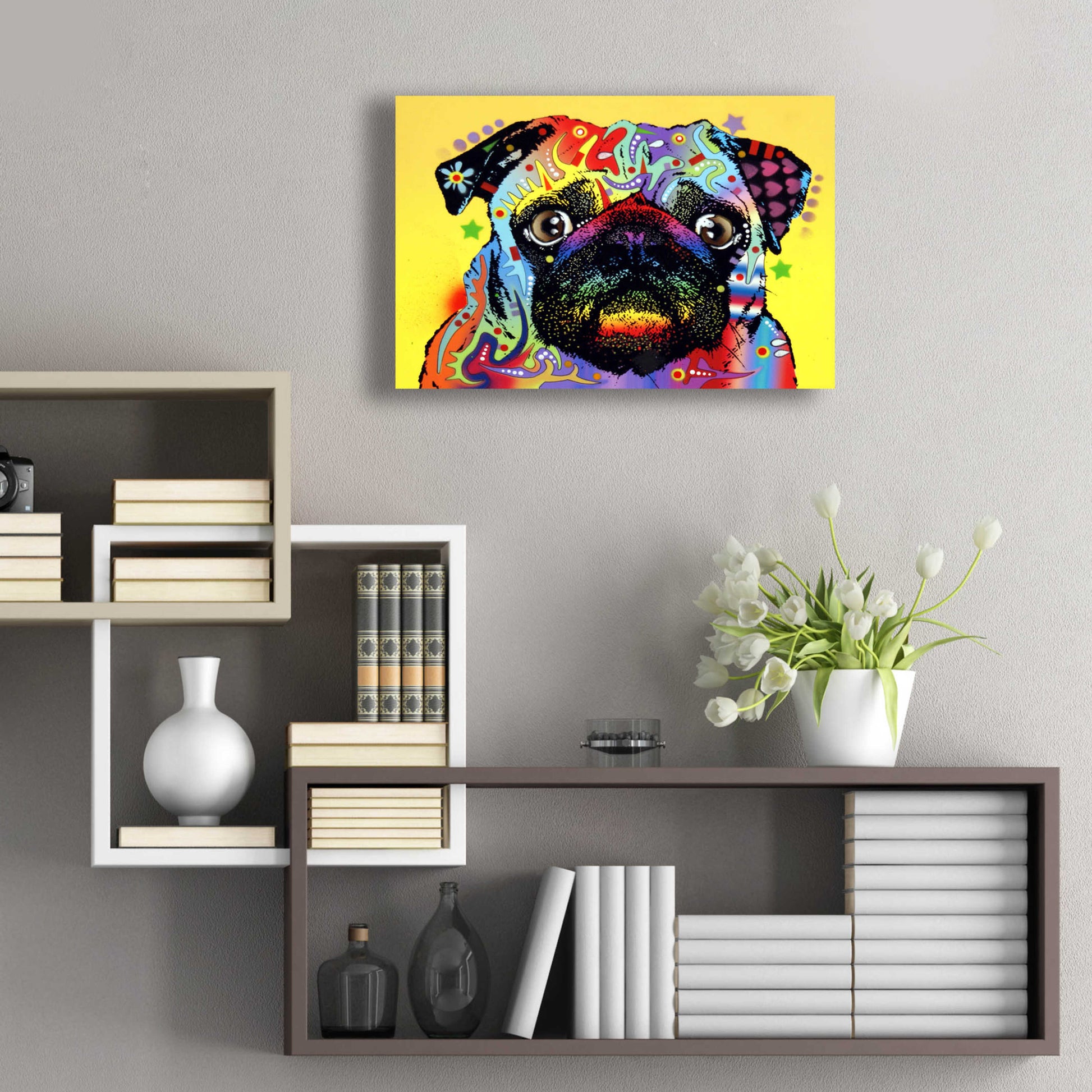 Epic Art 'Pug 1' by Dean Russo, Acrylic Glass Wall Art,24x16