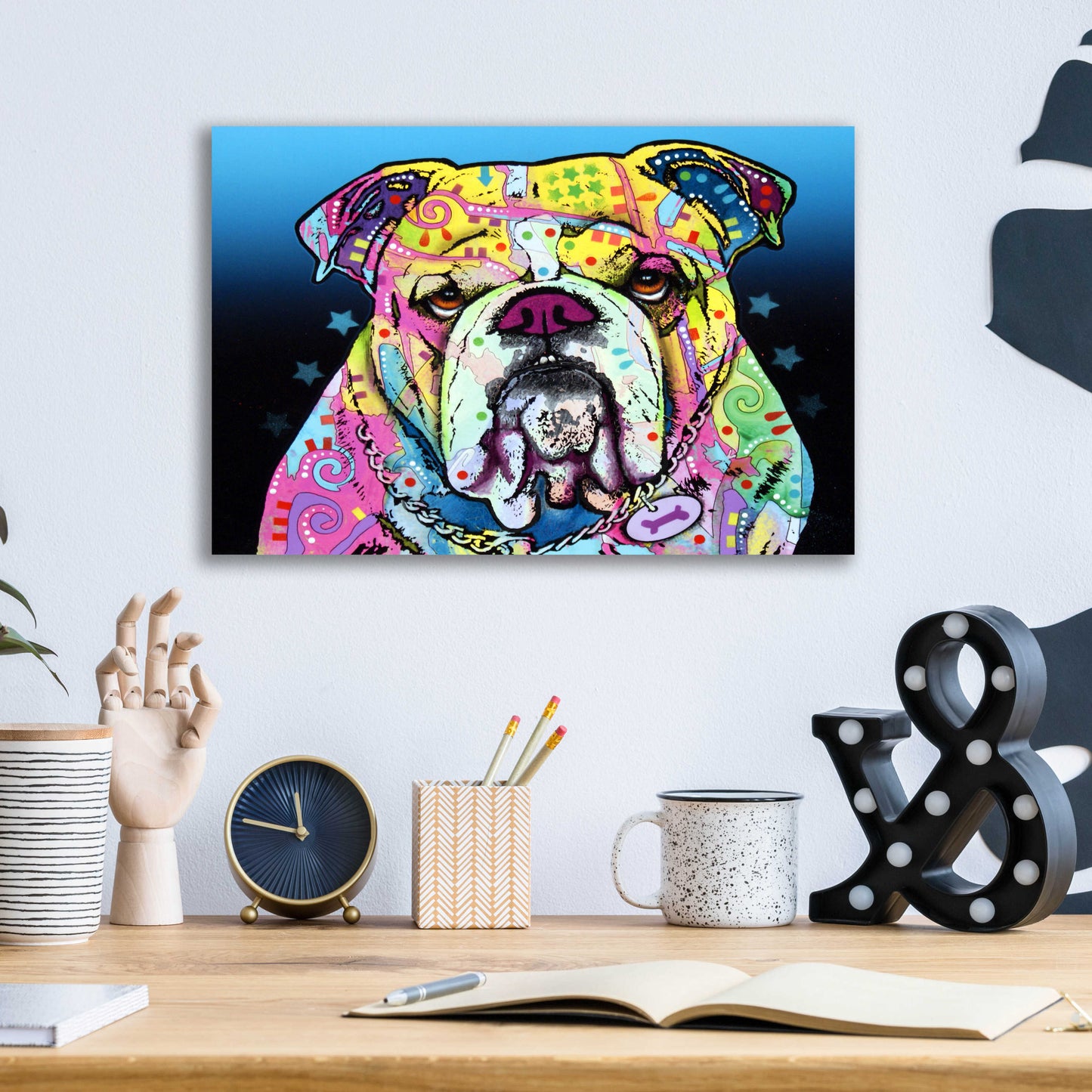 Epic Art 'The Bulldog' by Dean Russo, Acrylic Glass Wall Art,16x12