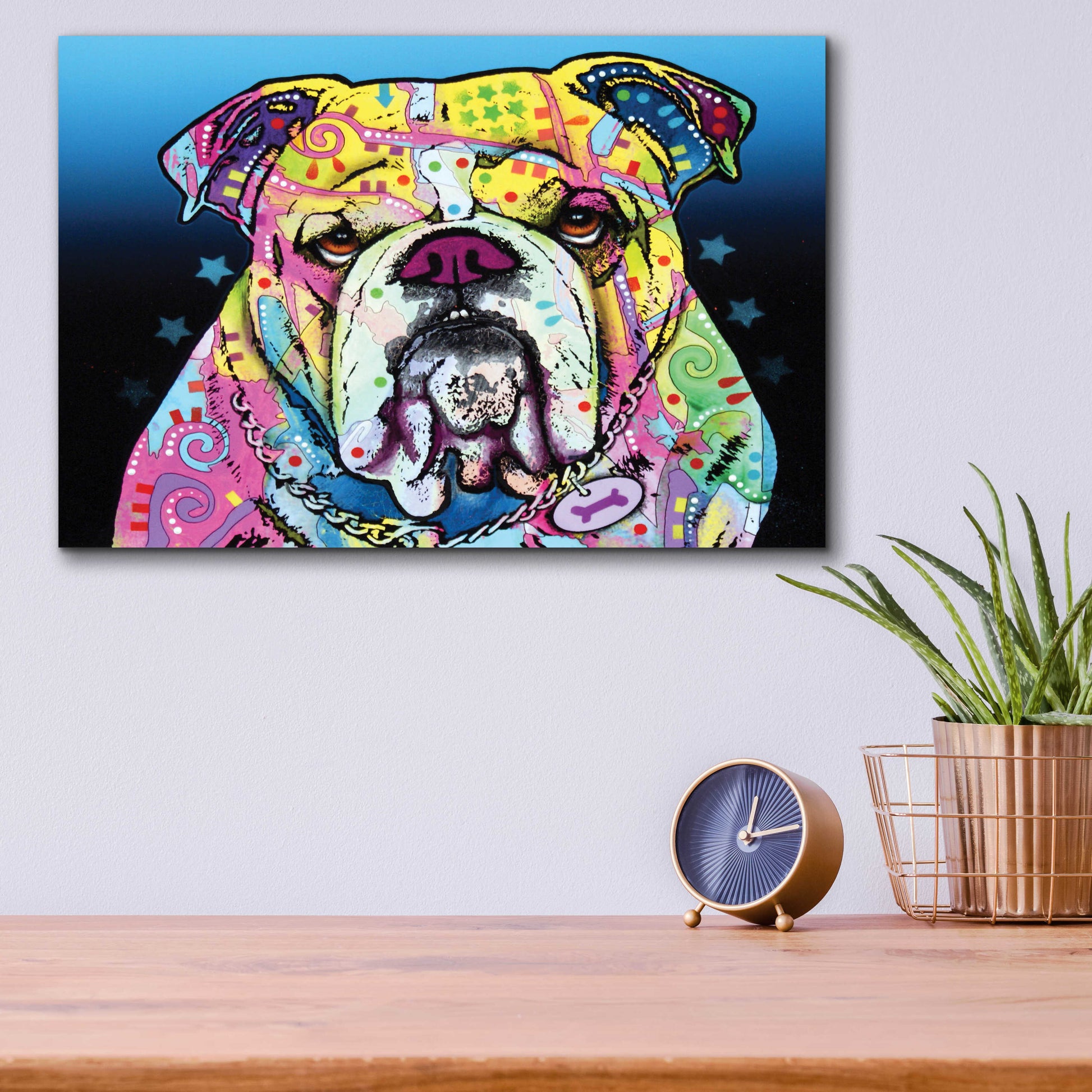 Epic Art 'The Bulldog' by Dean Russo, Acrylic Glass Wall Art,16x12