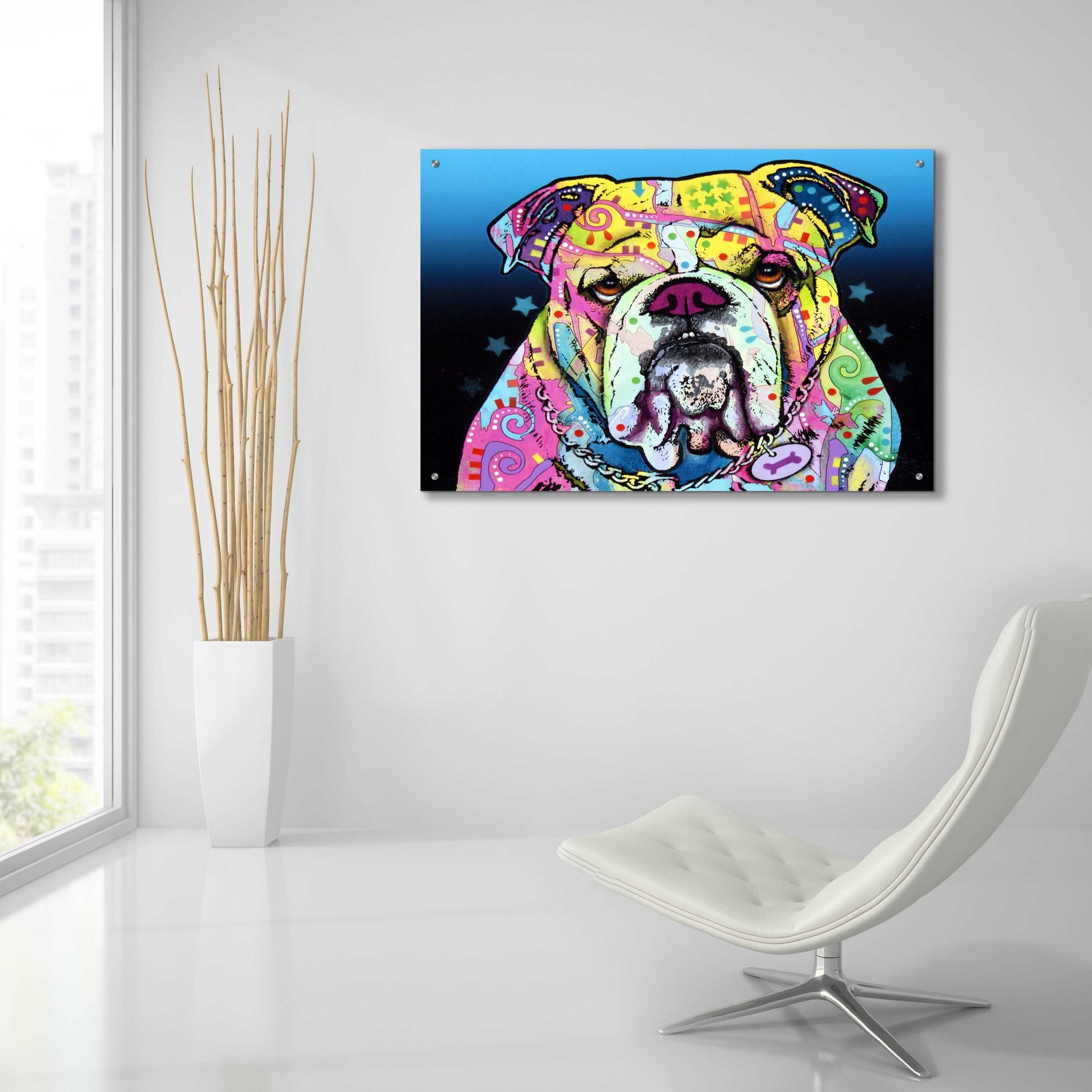 Epic Art 'The Bulldog' by Dean Russo, Acrylic Glass Wall Art,36x24