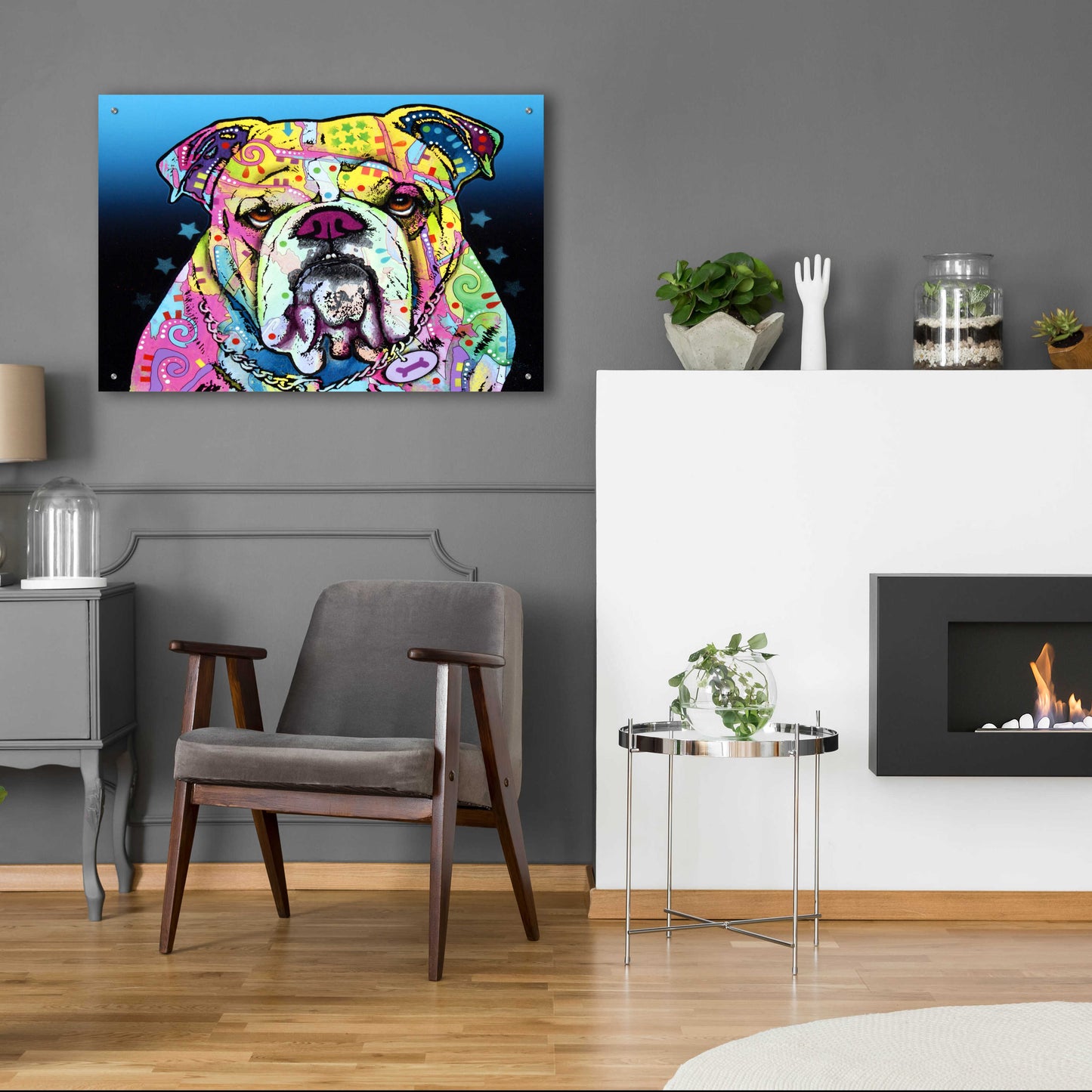 Epic Art 'The Bulldog' by Dean Russo, Acrylic Glass Wall Art,36x24