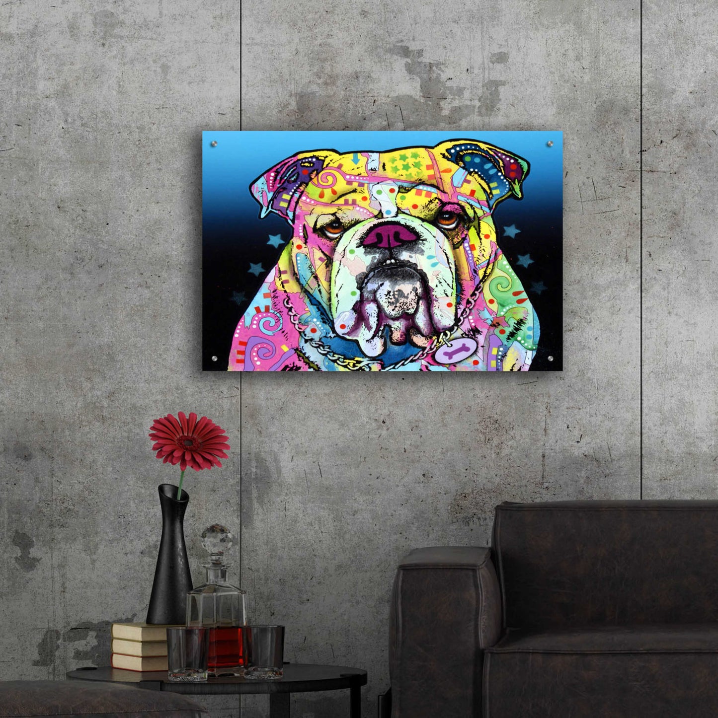 Epic Art 'The Bulldog' by Dean Russo, Acrylic Glass Wall Art,36x24