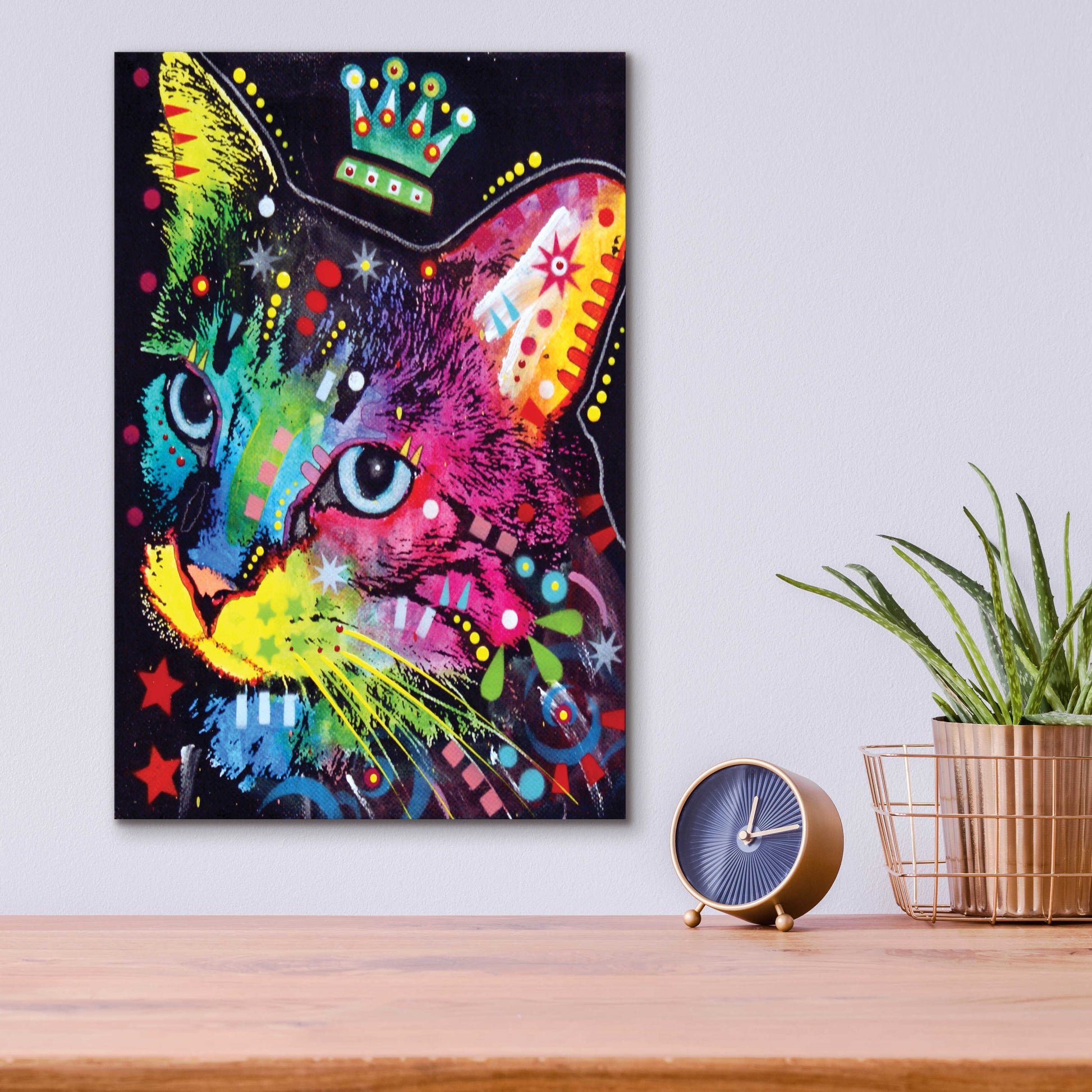 Epic Art 'Thinking Cat Crowned' by Dean Russo, Acrylic Glass Wall Art,12x16