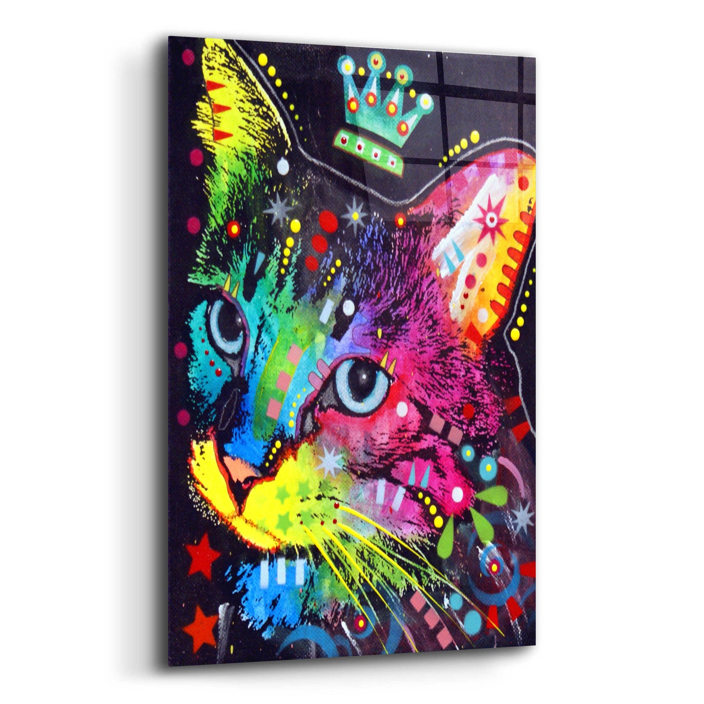 Epic Art 'Thinking Cat Crowned' by Dean Russo, Acrylic Glass Wall Art,16x24