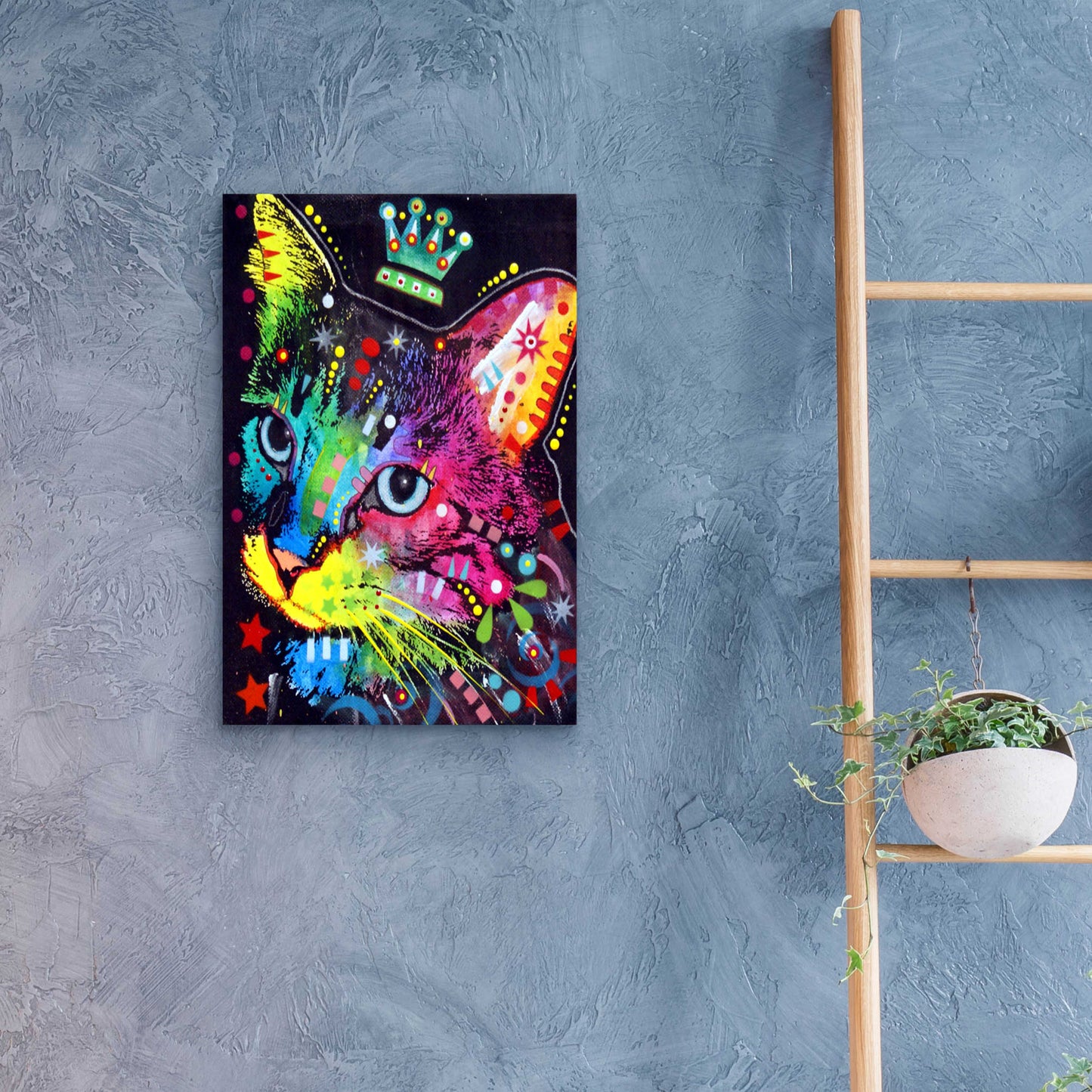 Epic Art 'Thinking Cat Crowned' by Dean Russo, Acrylic Glass Wall Art,16x24