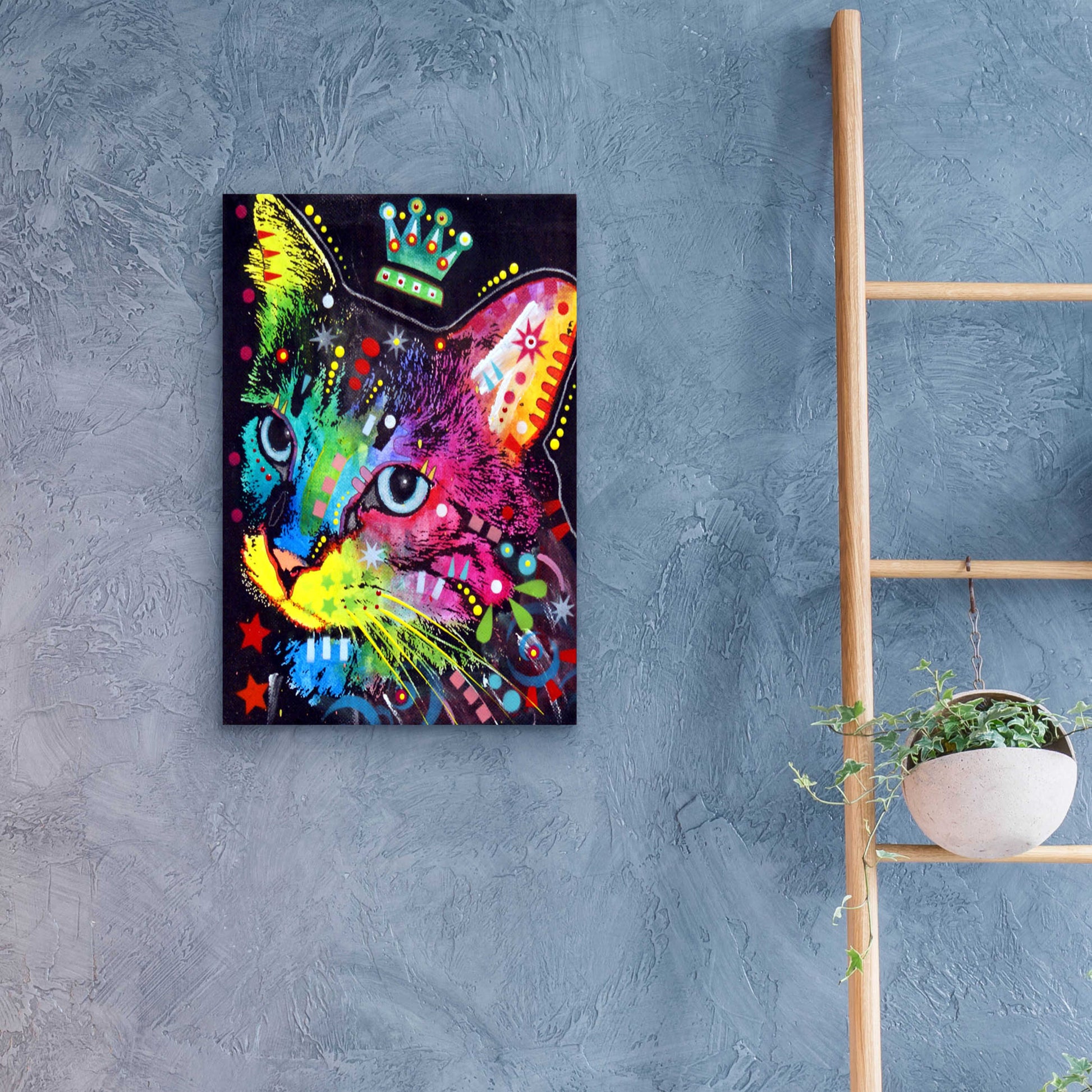 Epic Art 'Thinking Cat Crowned' by Dean Russo, Acrylic Glass Wall Art,16x24