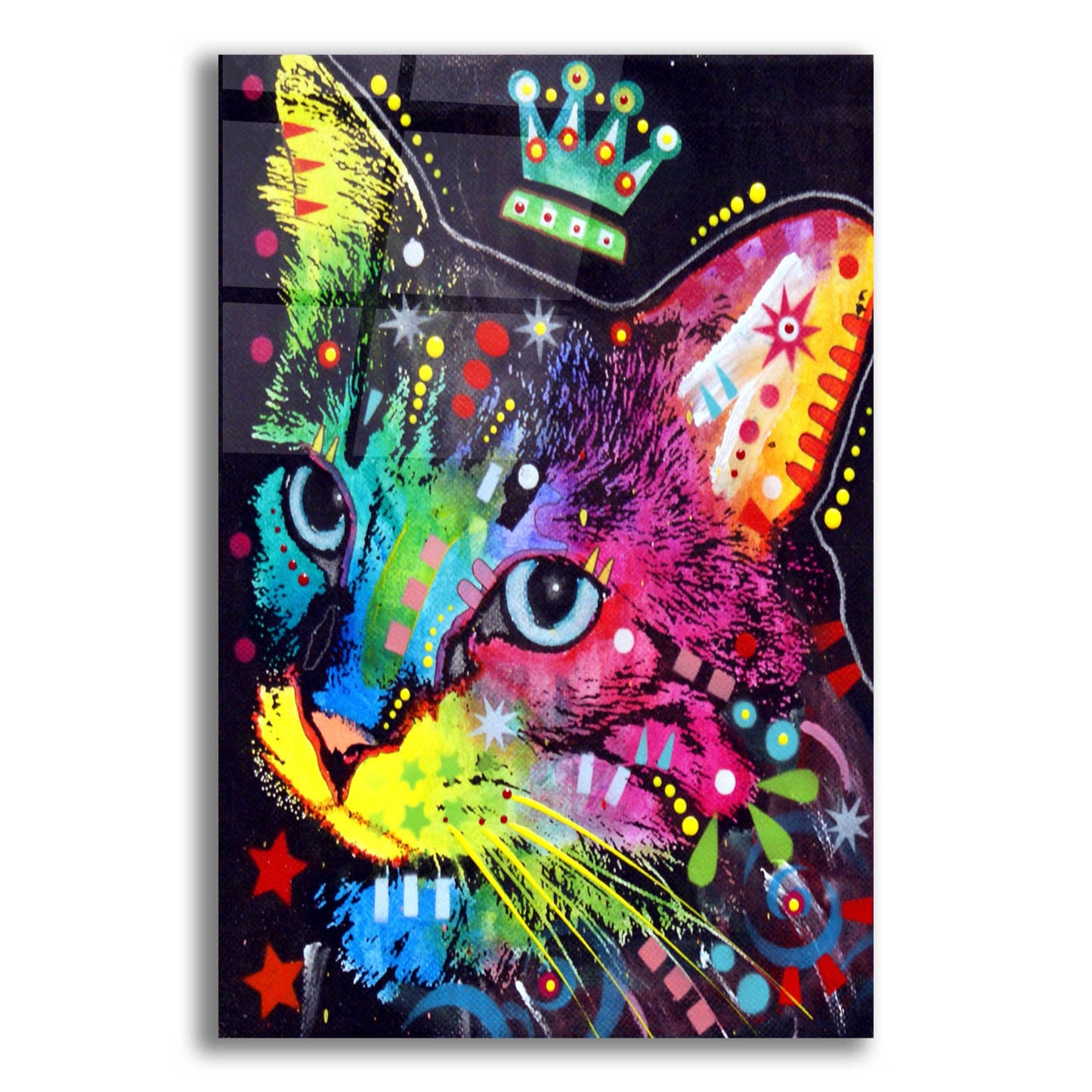 Epic Art 'Thinking Cat Crowned' by Dean Russo, Acrylic Glass Wall Art,16x24