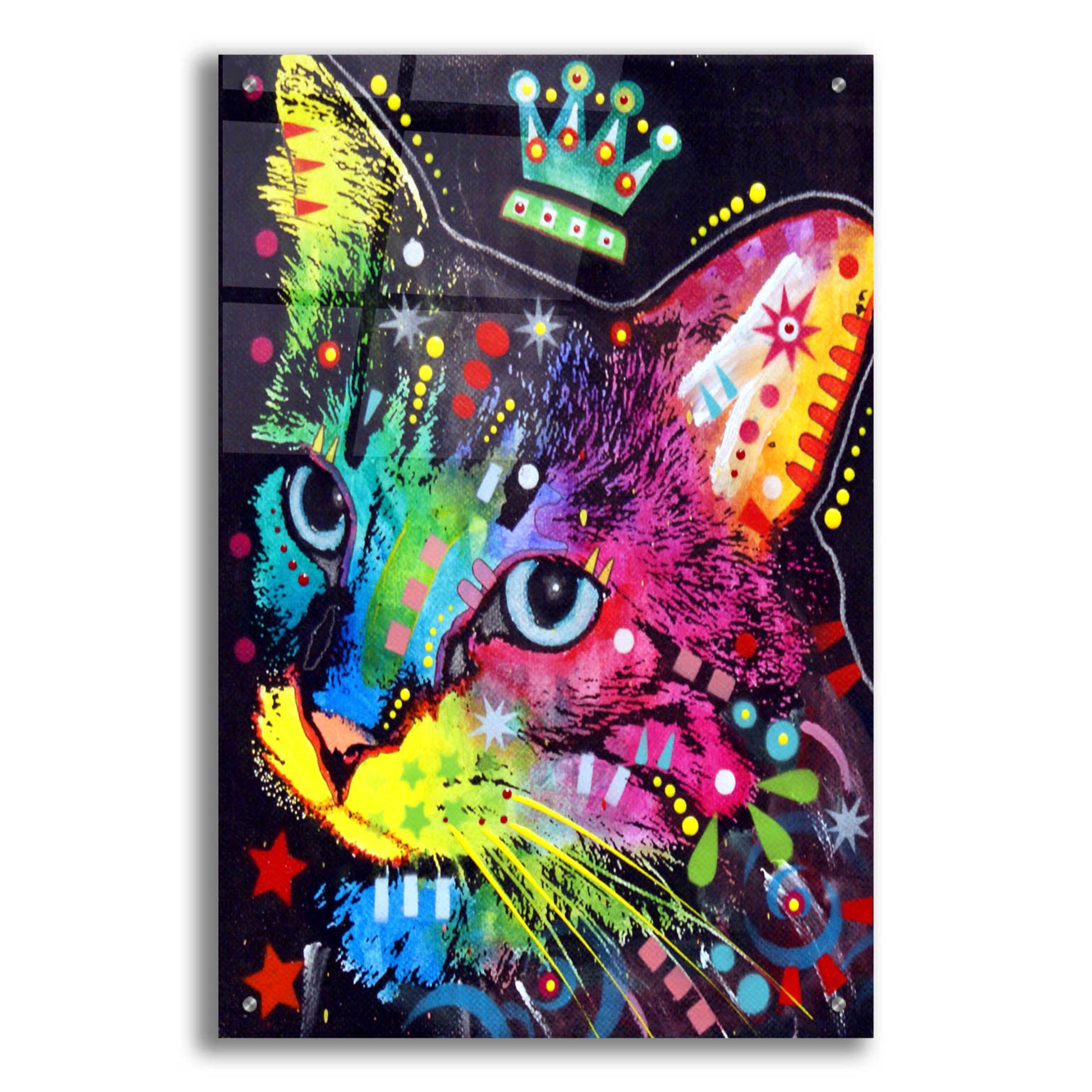 Epic Art 'Thinking Cat Crowned' by Dean Russo, Acrylic Glass Wall Art,24x36
