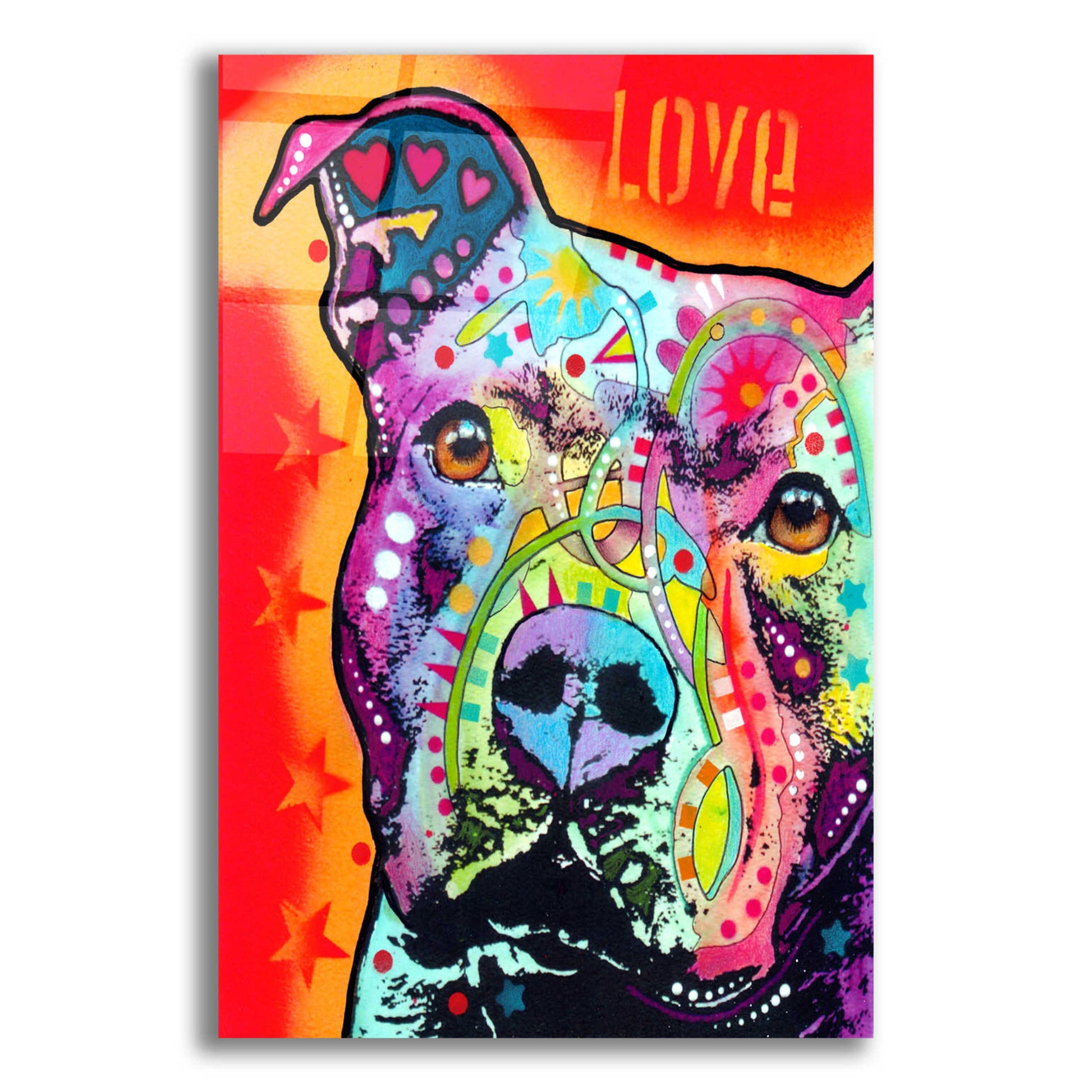 Epic Art 'Thoughtful Pitbull' by Dean Russo, Acrylic Glass Wall Art,12x16