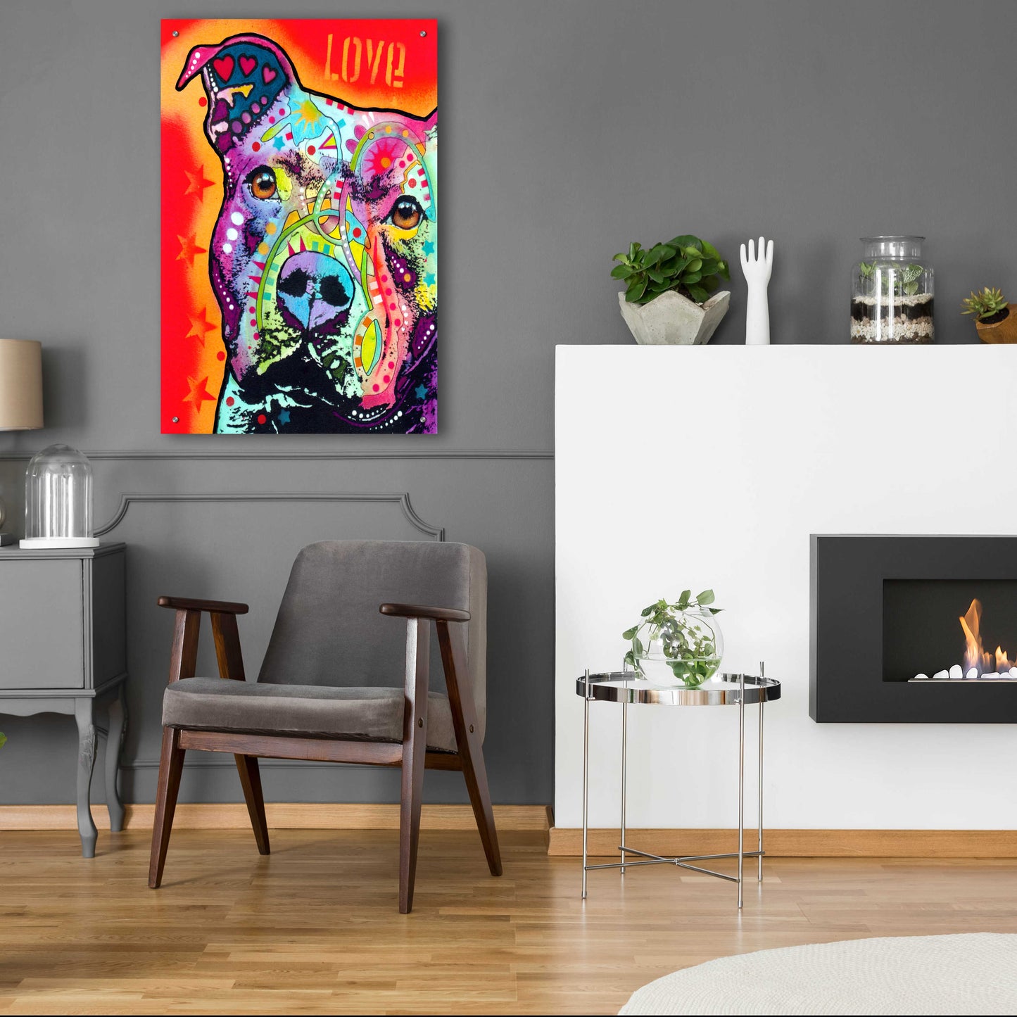 Epic Art 'Thoughtful Pitbull' by Dean Russo, Acrylic Glass Wall Art,24x36