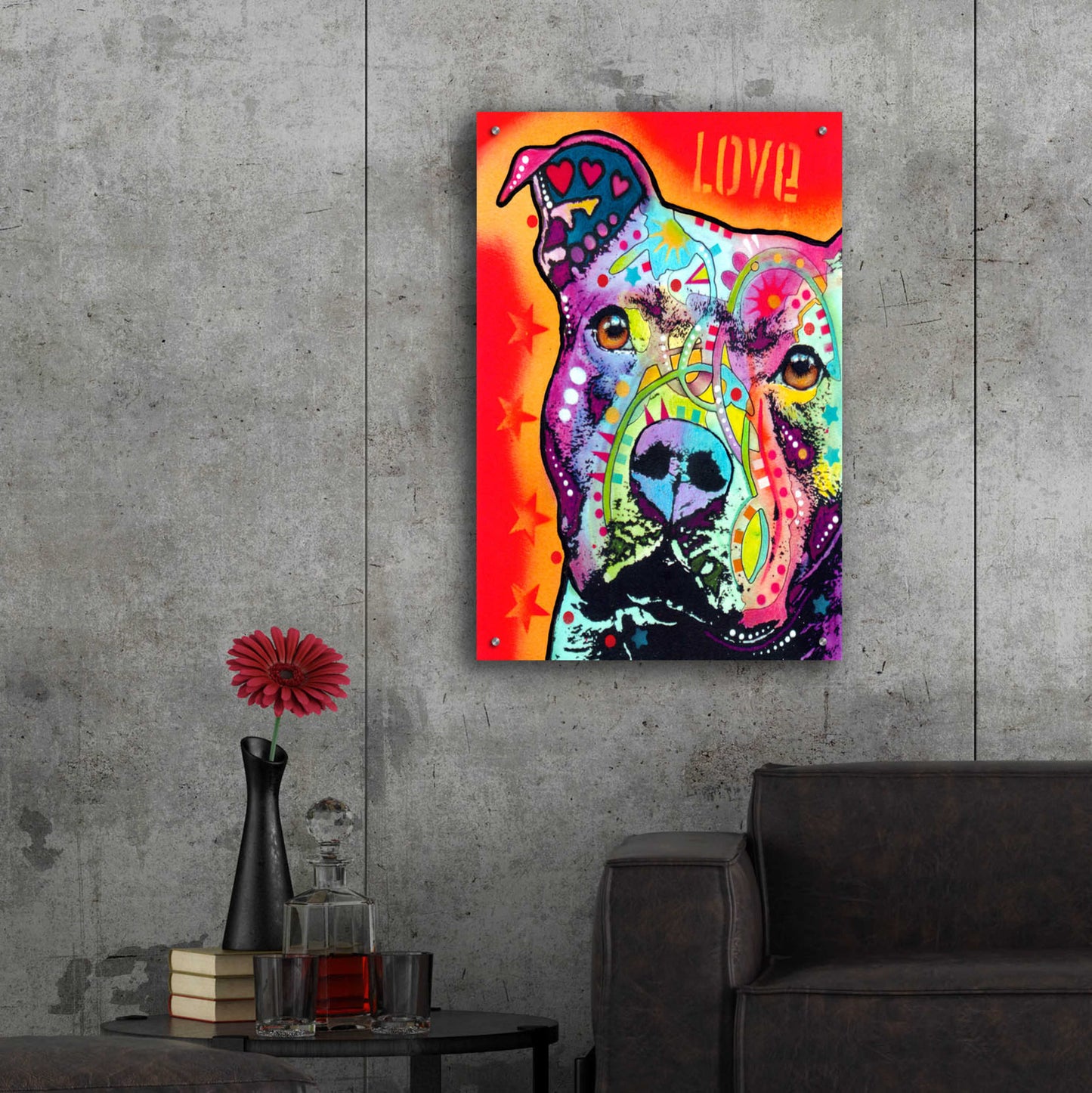 Epic Art 'Thoughtful Pitbull' by Dean Russo, Acrylic Glass Wall Art,24x36