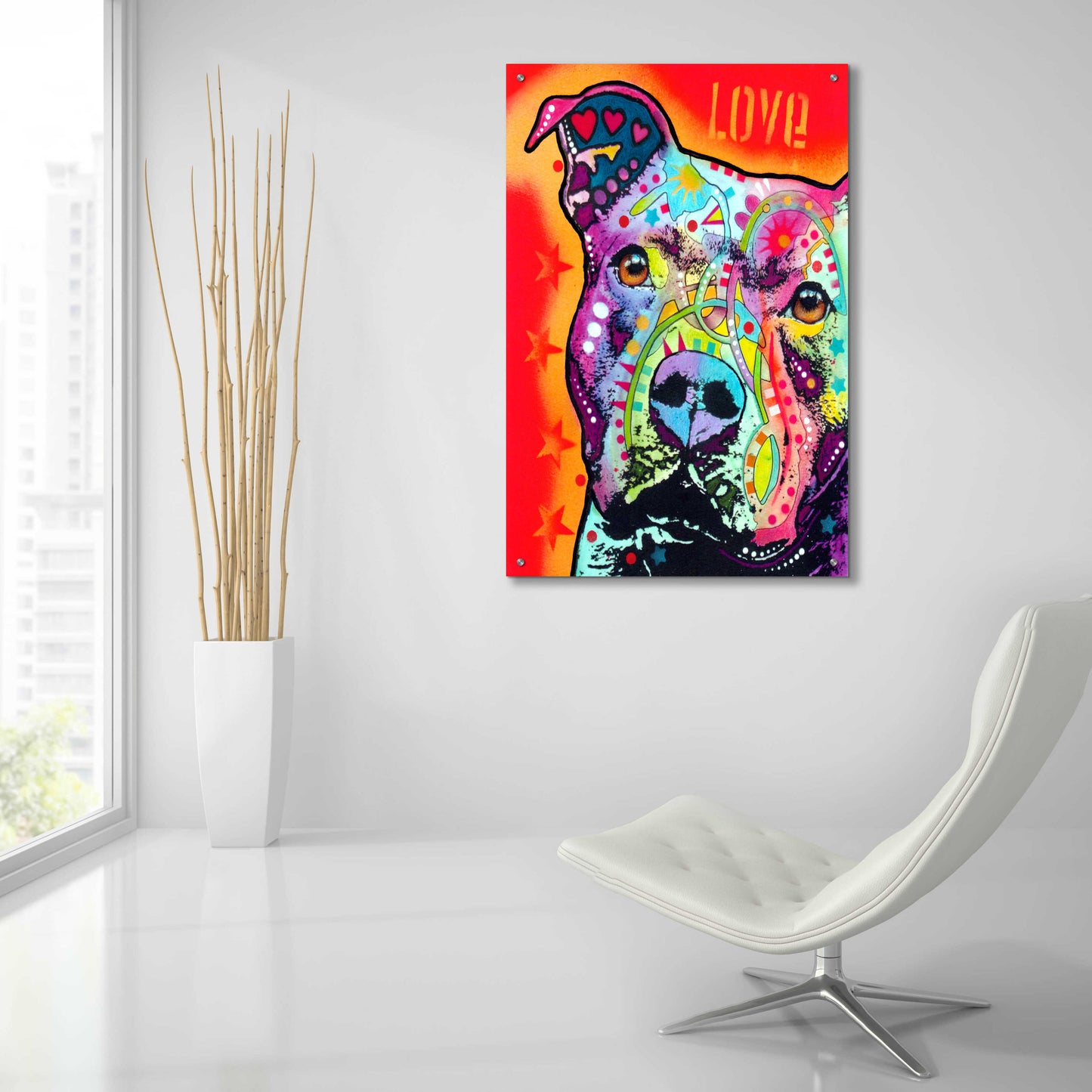 Epic Art 'Thoughtful Pitbull' by Dean Russo, Acrylic Glass Wall Art,24x36