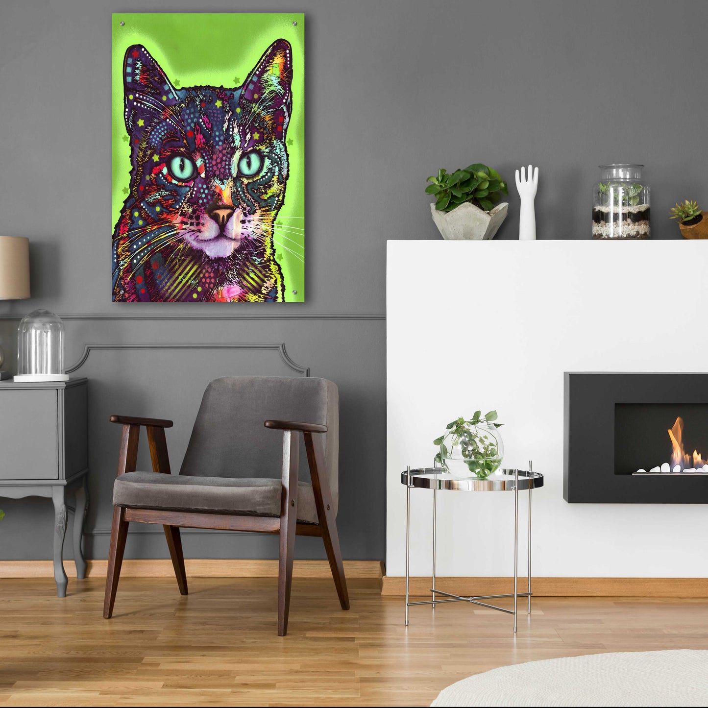 Epic Art 'Watchful Cat' by Dean Russo, Acrylic Glass Wall Art,24x36