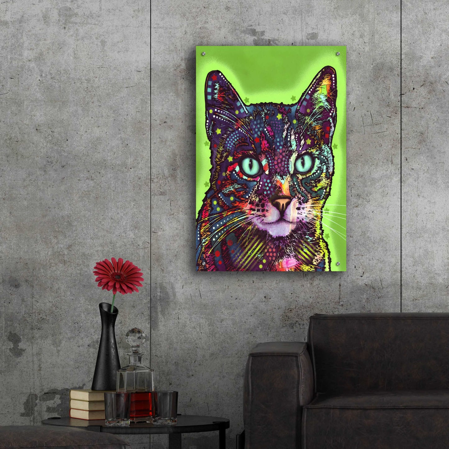 Epic Art 'Watchful Cat' by Dean Russo, Acrylic Glass Wall Art,24x36