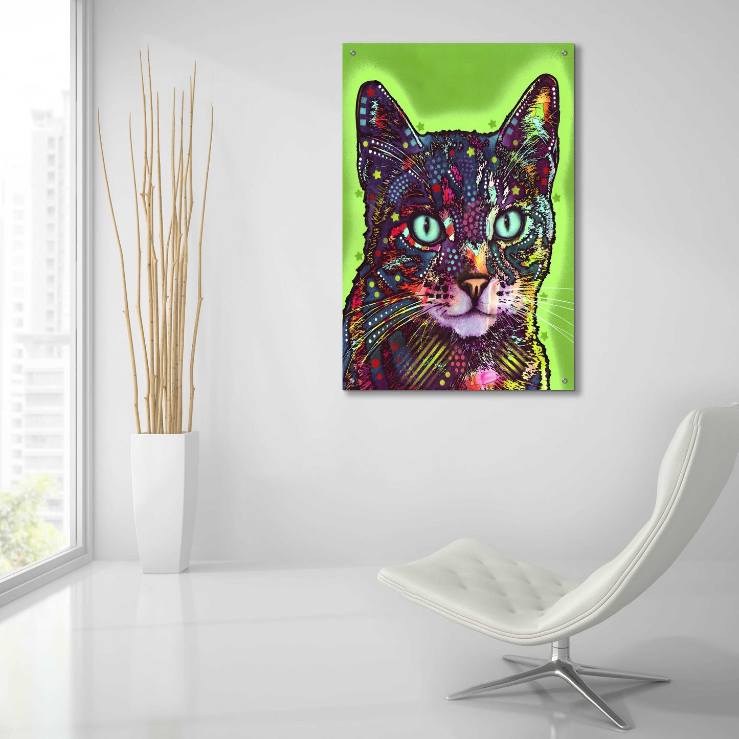 Epic Art 'Watchful Cat' by Dean Russo, Acrylic Glass Wall Art,24x36