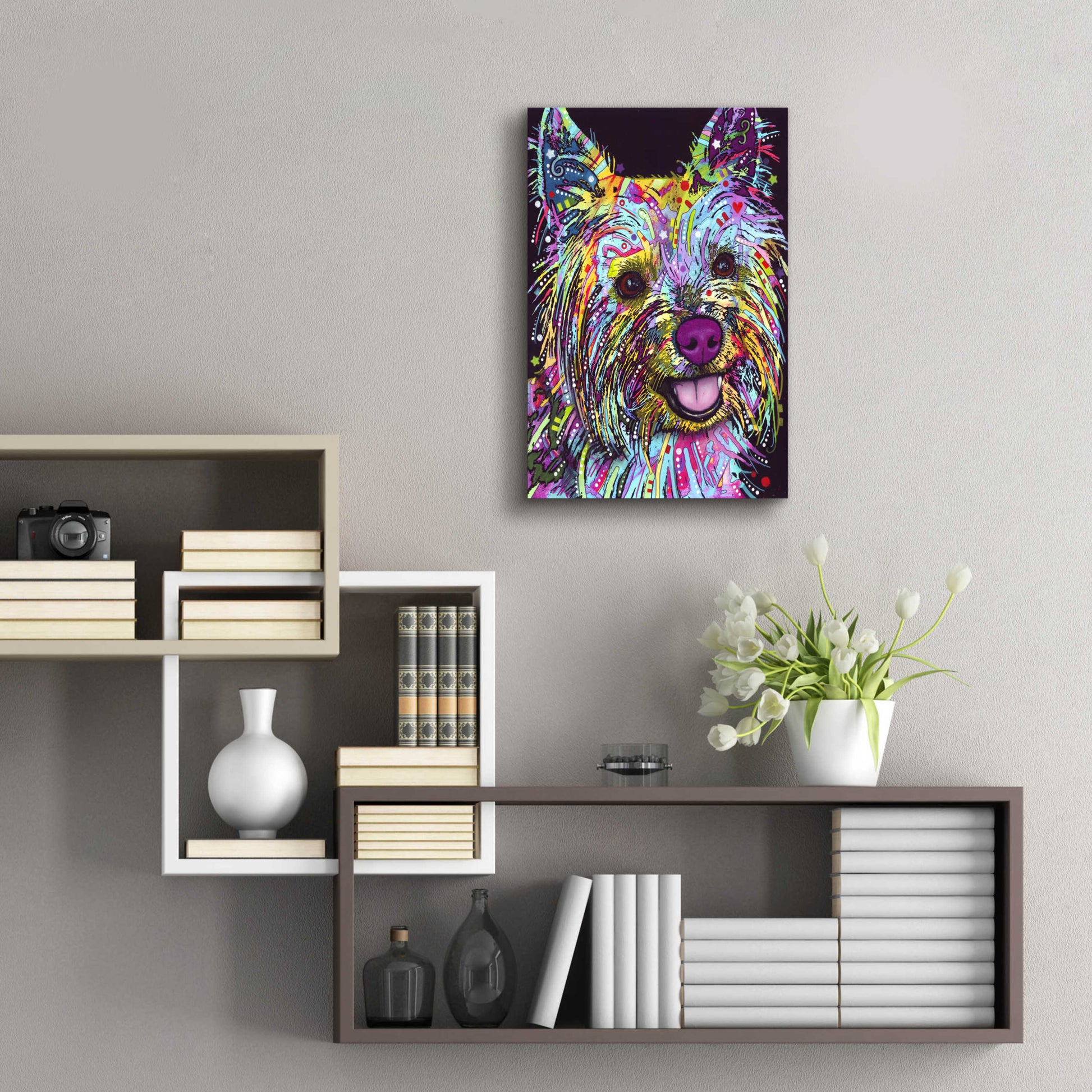 Epic Art 'Yorkie 1' by Dean Russo, Acrylic Glass Wall Art,16x24