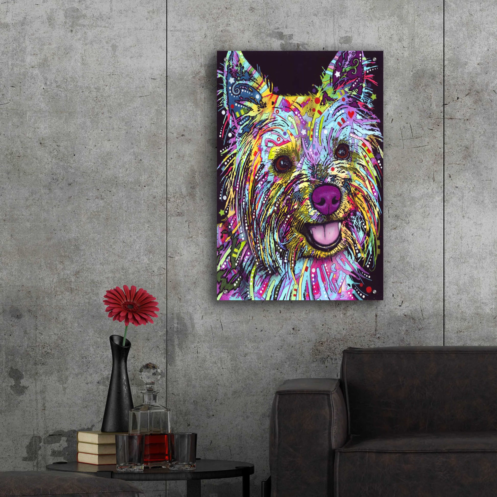 Epic Art 'Yorkie 1' by Dean Russo, Acrylic Glass Wall Art,24x36