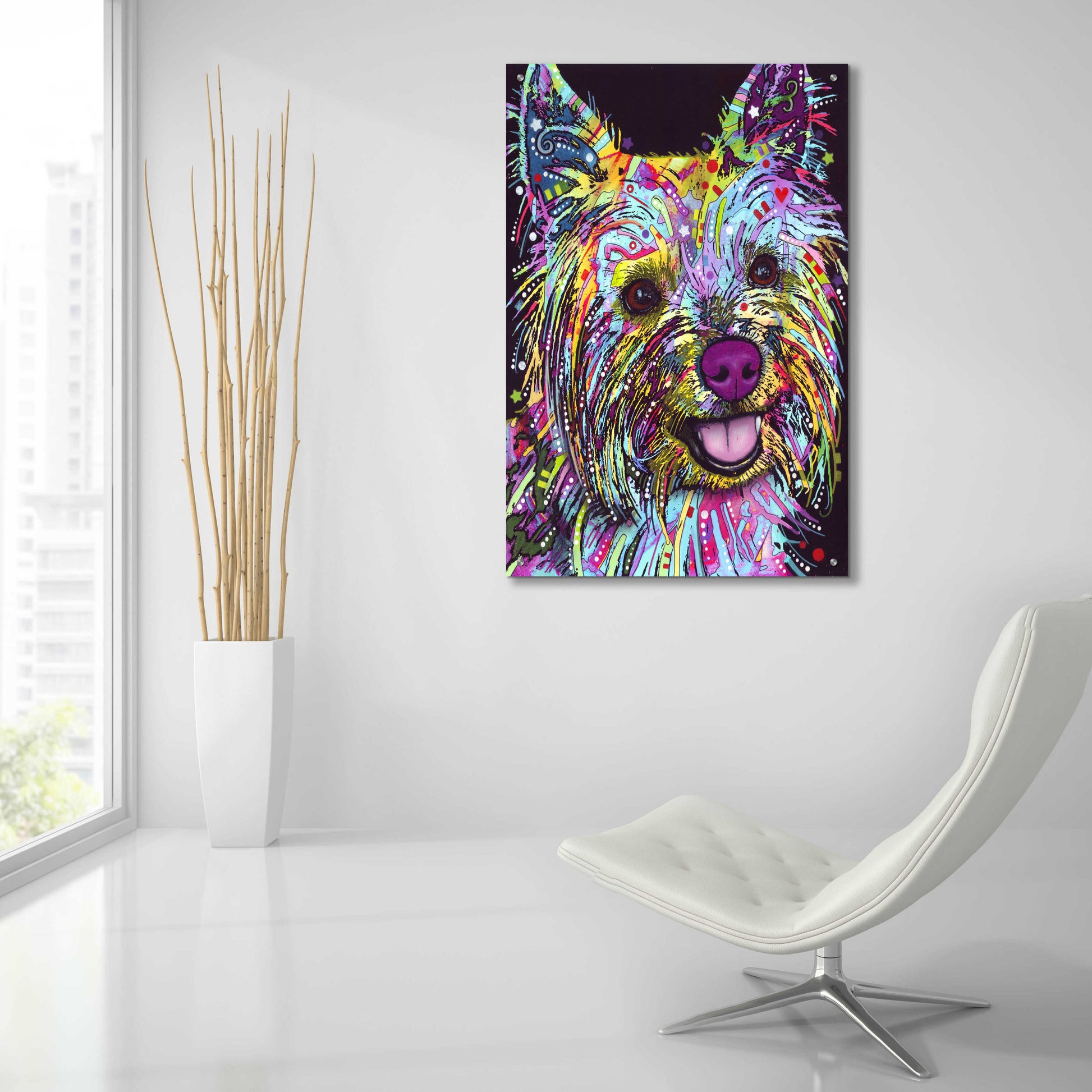 Epic Art 'Yorkie 1' by Dean Russo, Acrylic Glass Wall Art,24x36