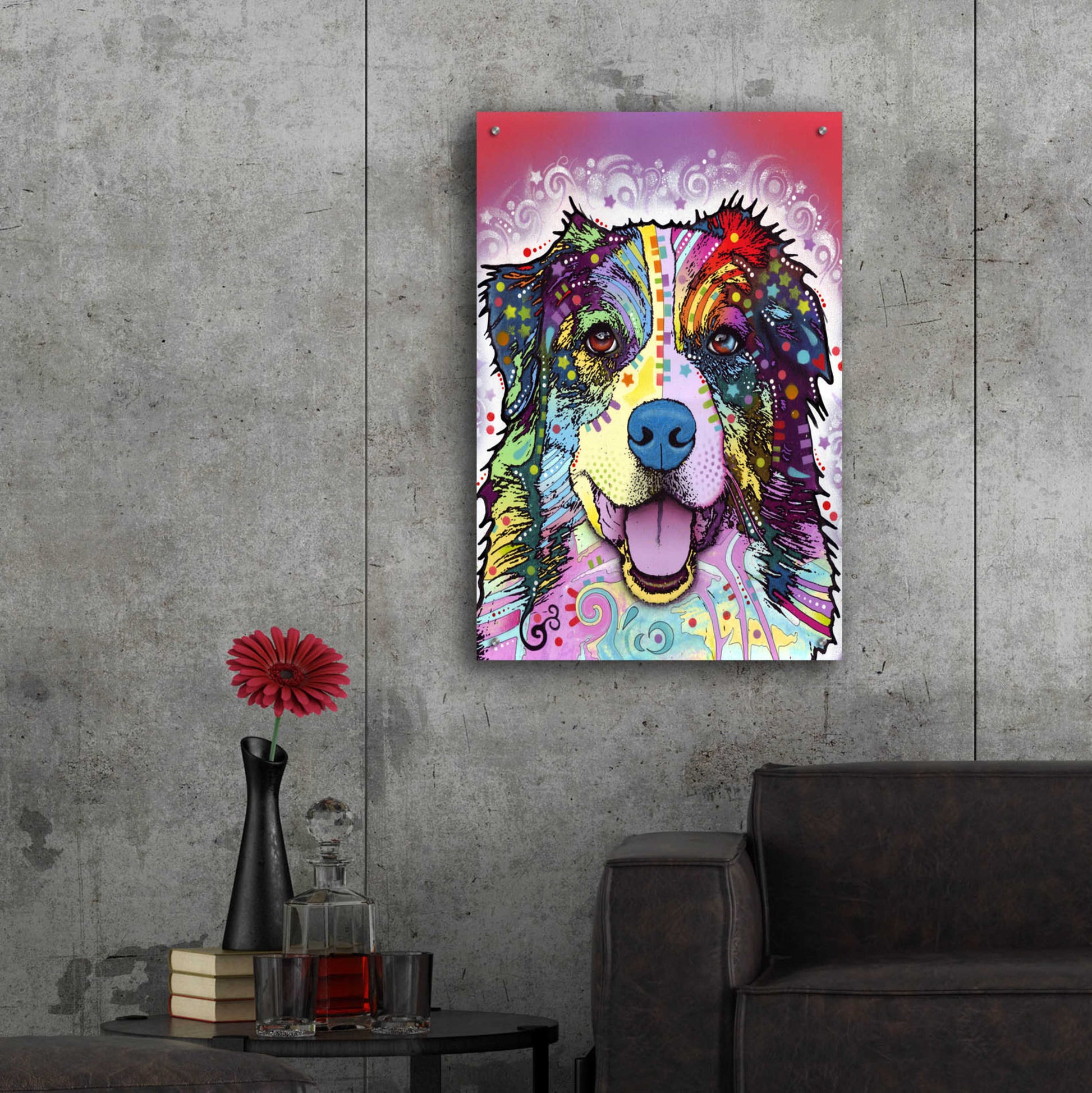 Epic Art 'Australian Shepherd' by Dean Russo, Acrylic Glass Wall Art,24x36