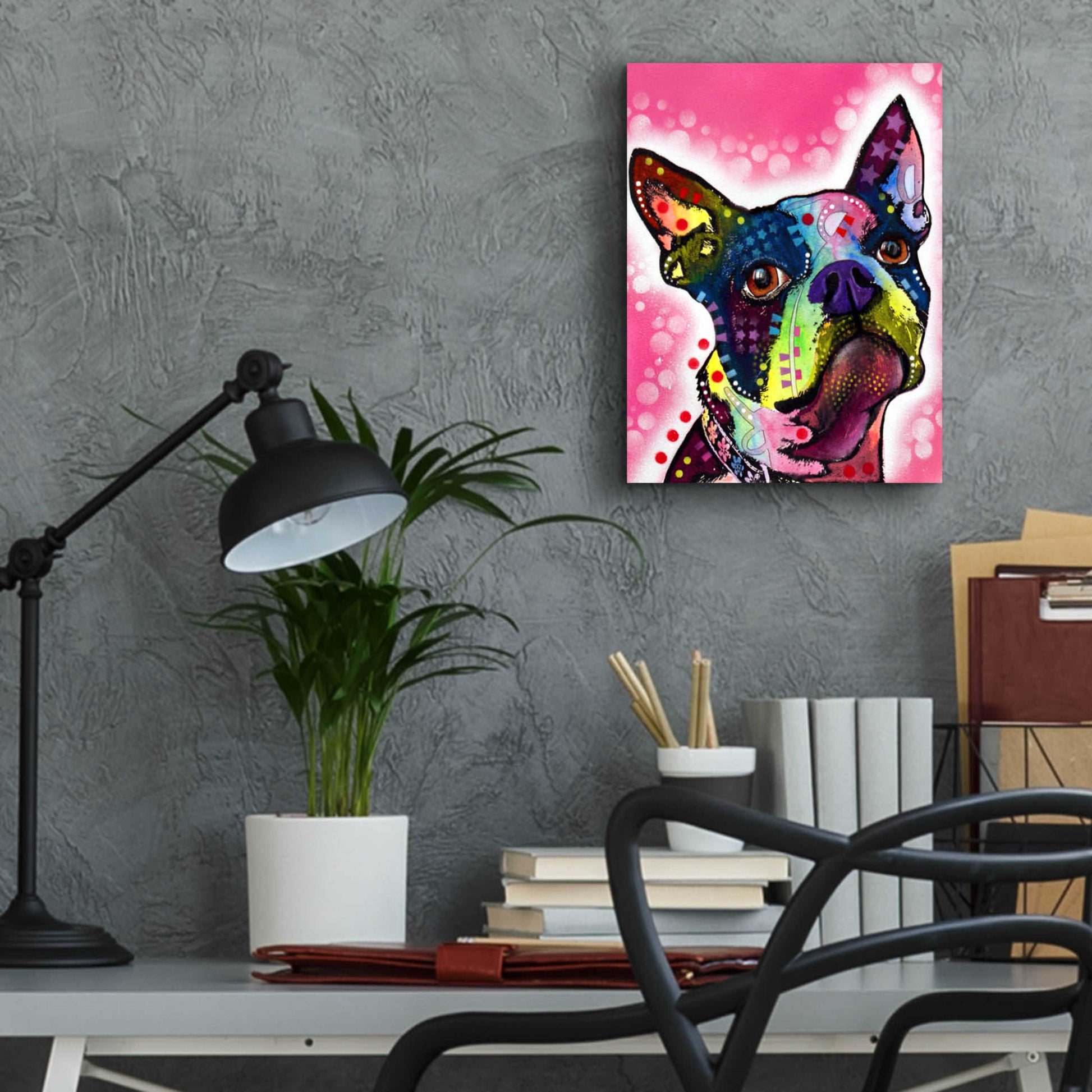 Epic Art 'Boston Terrier' by Dean Russo, Acrylic Glass Wall Art,12x16