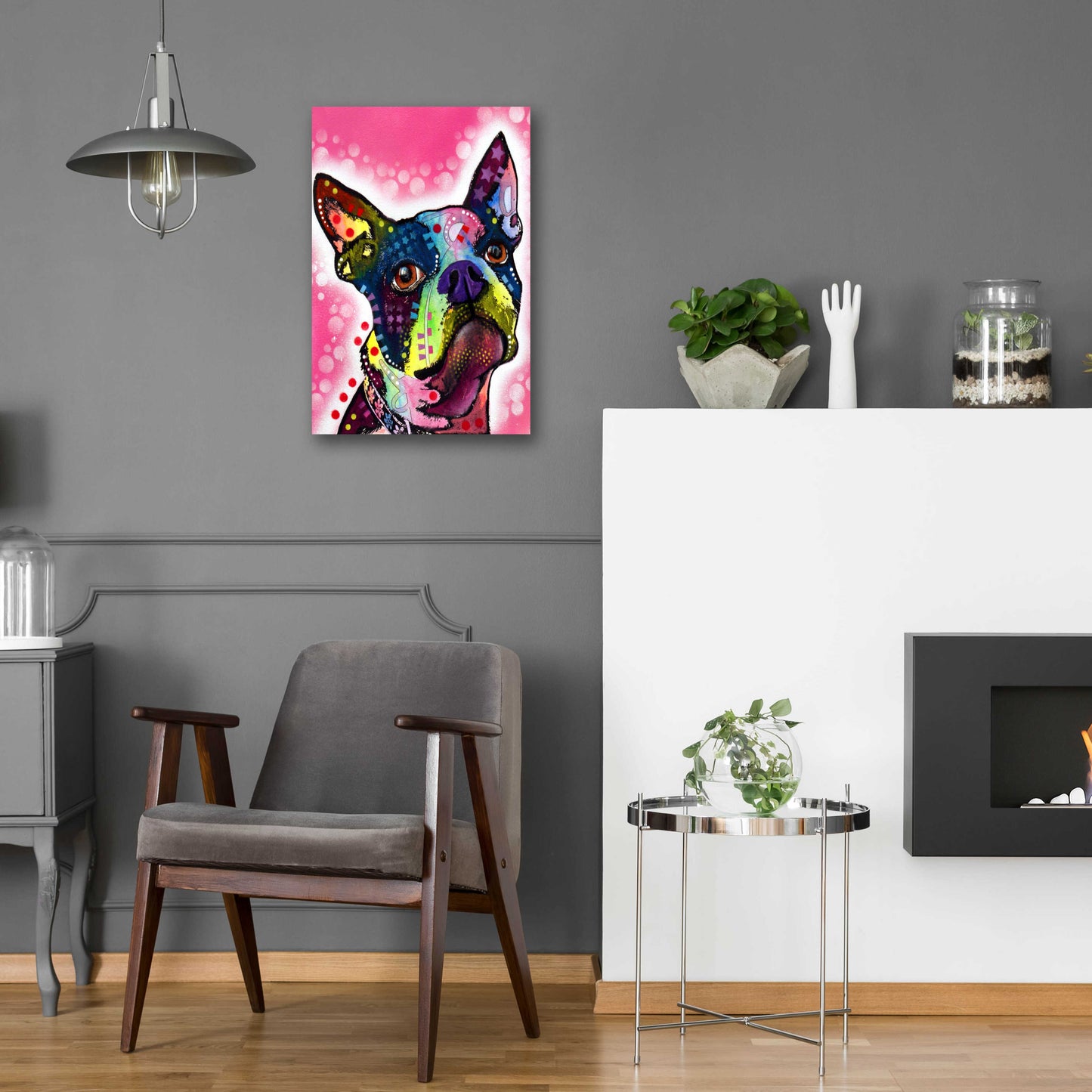 Epic Art 'Boston Terrier' by Dean Russo, Acrylic Glass Wall Art,16x24