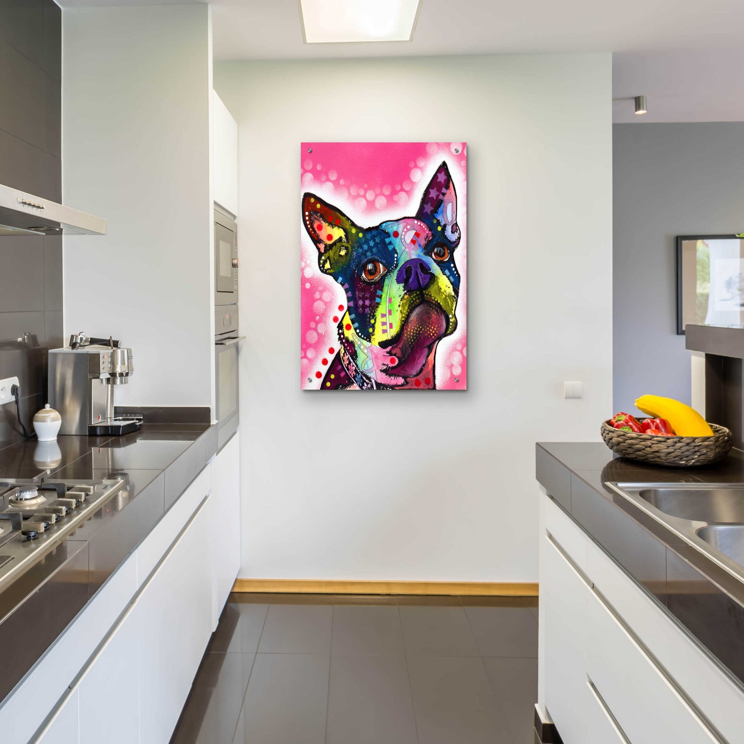 Epic Art 'Boston Terrier' by Dean Russo, Acrylic Glass Wall Art,24x36