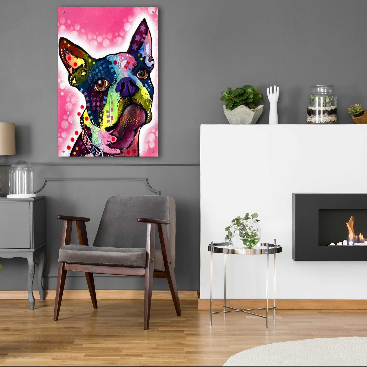 Epic Art 'Boston Terrier' by Dean Russo, Acrylic Glass Wall Art,24x36