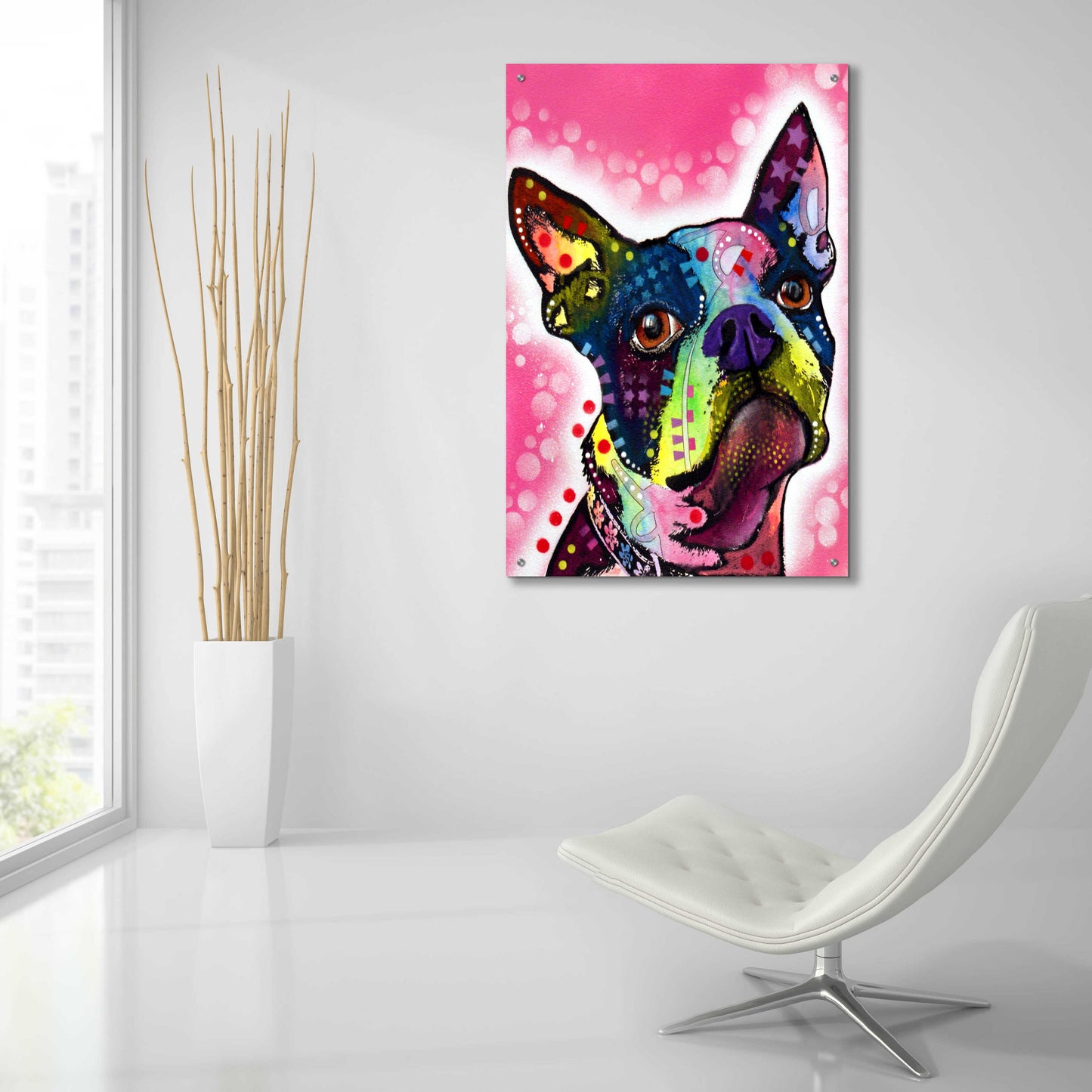 Epic Art 'Boston Terrier' by Dean Russo, Acrylic Glass Wall Art,24x36