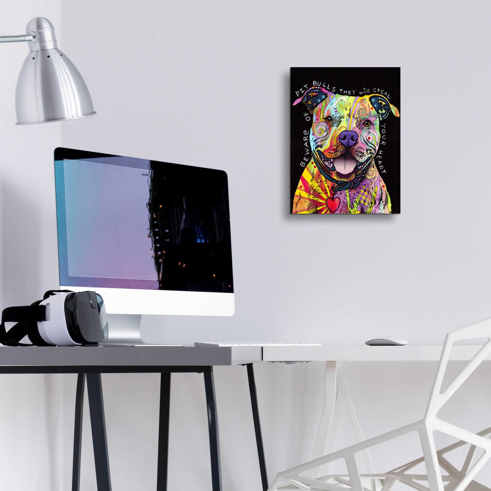 Epic Art 'Beware Of Pit Bulls' by Dean Russo, Acrylic Glass Wall Art,12x16