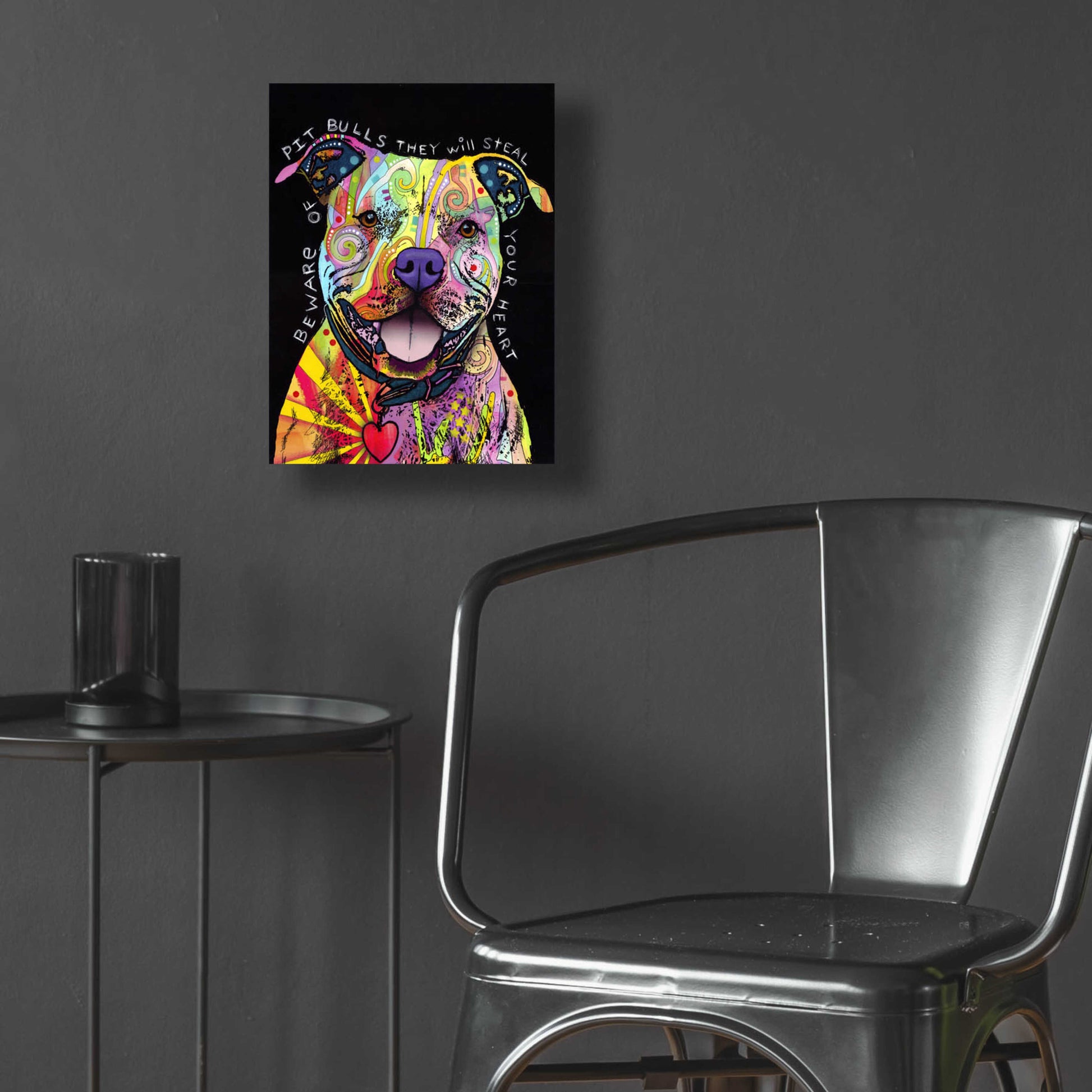 Epic Art 'Beware Of Pit Bulls' by Dean Russo, Acrylic Glass Wall Art,12x16