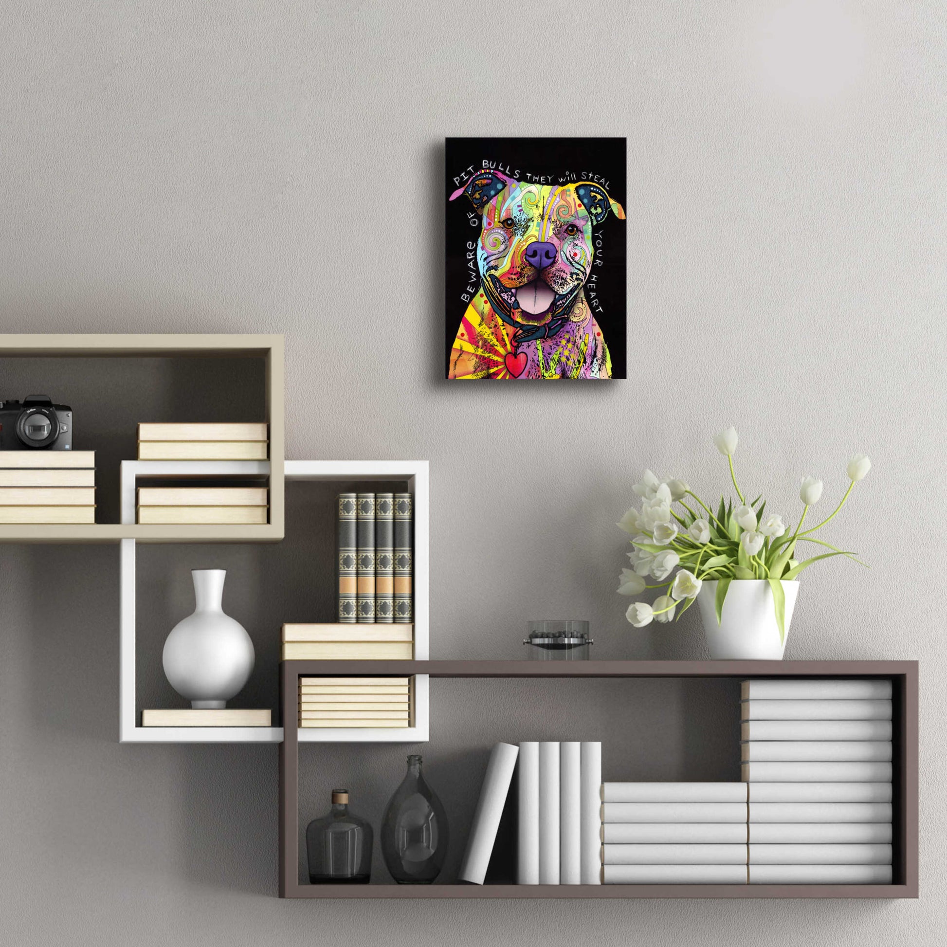 Epic Art 'Beware Of Pit Bulls' by Dean Russo, Acrylic Glass Wall Art,12x16