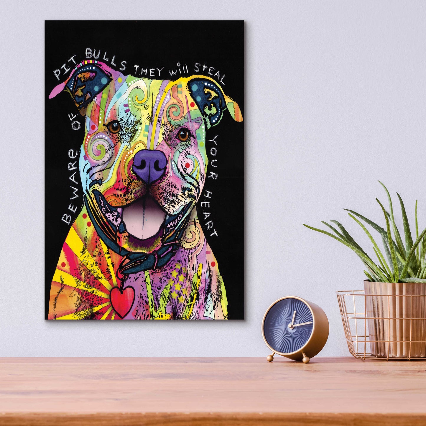 Epic Art 'Beware Of Pit Bulls' by Dean Russo, Acrylic Glass Wall Art,12x16