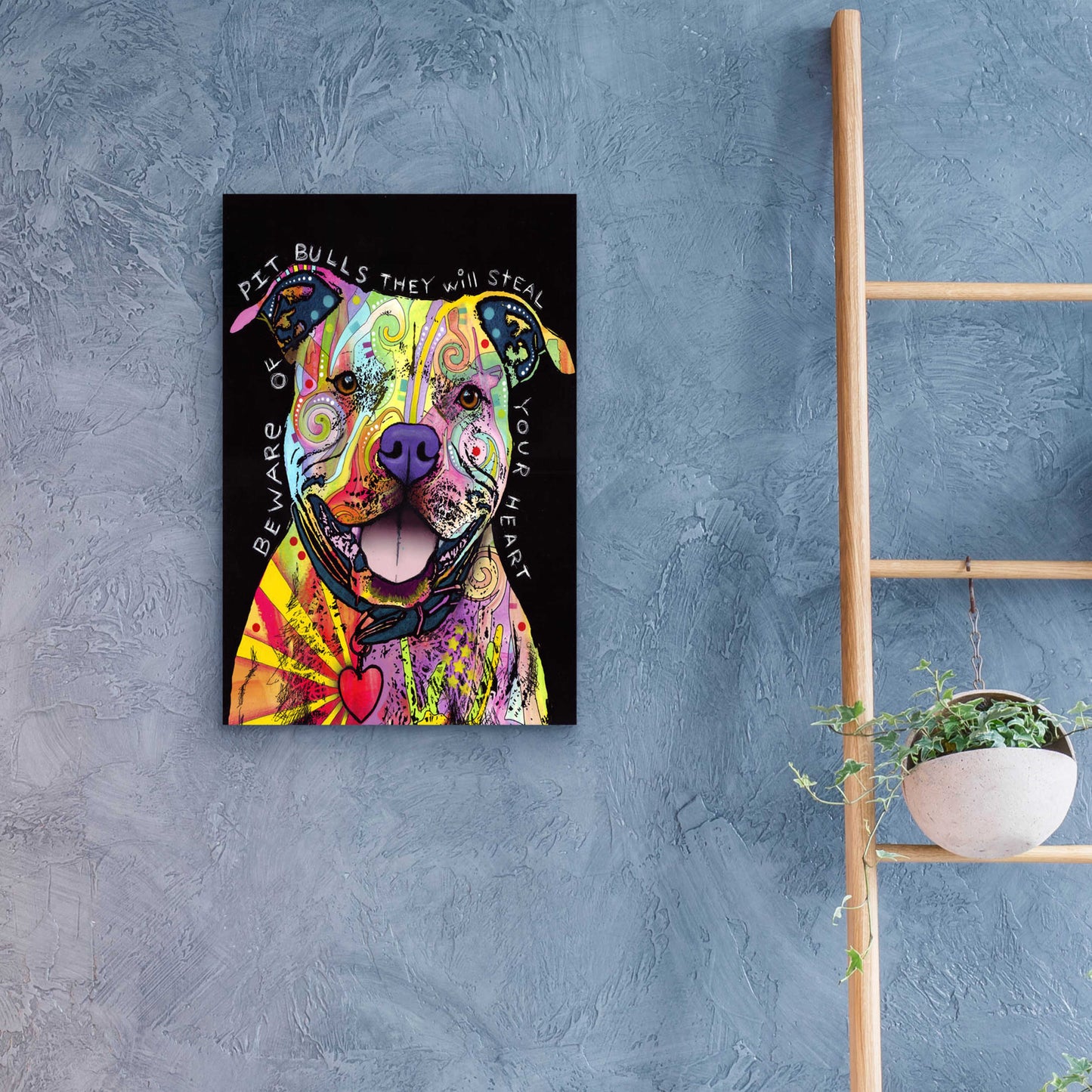 Epic Art 'Beware Of Pit Bulls' by Dean Russo, Acrylic Glass Wall Art,16x24