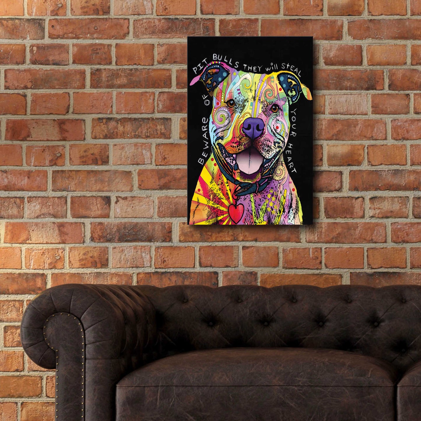 Epic Art 'Beware Of Pit Bulls' by Dean Russo, Acrylic Glass Wall Art,16x24