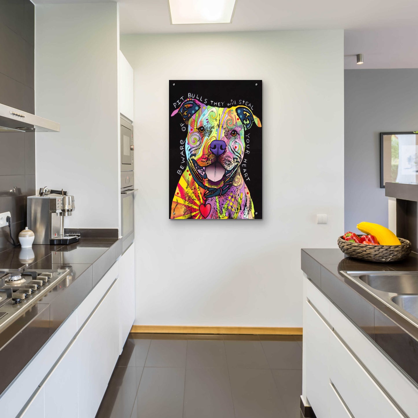 Epic Art 'Beware Of Pit Bulls' by Dean Russo, Acrylic Glass Wall Art,24x36