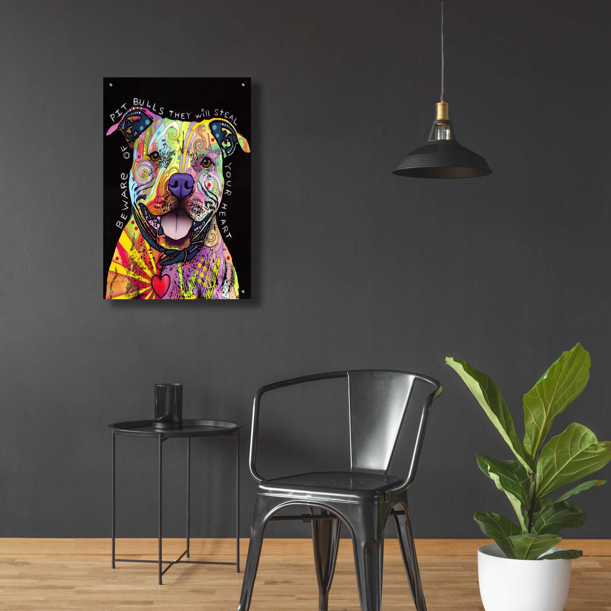 Epic Art 'Beware Of Pit Bulls' by Dean Russo, Acrylic Glass Wall Art,24x36